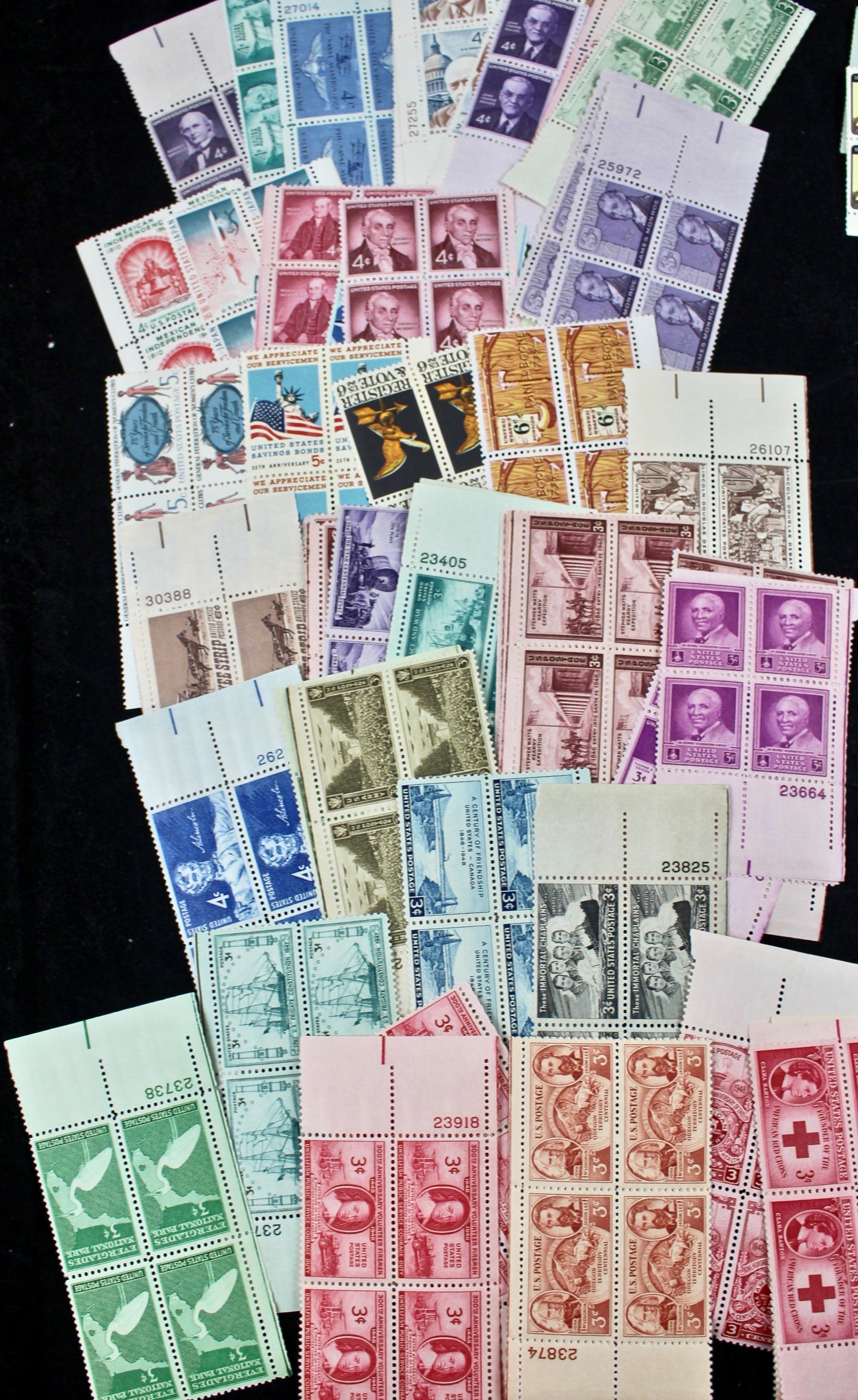 270 U.S. Postage Stamp Plate Blocks and Zip Blocks