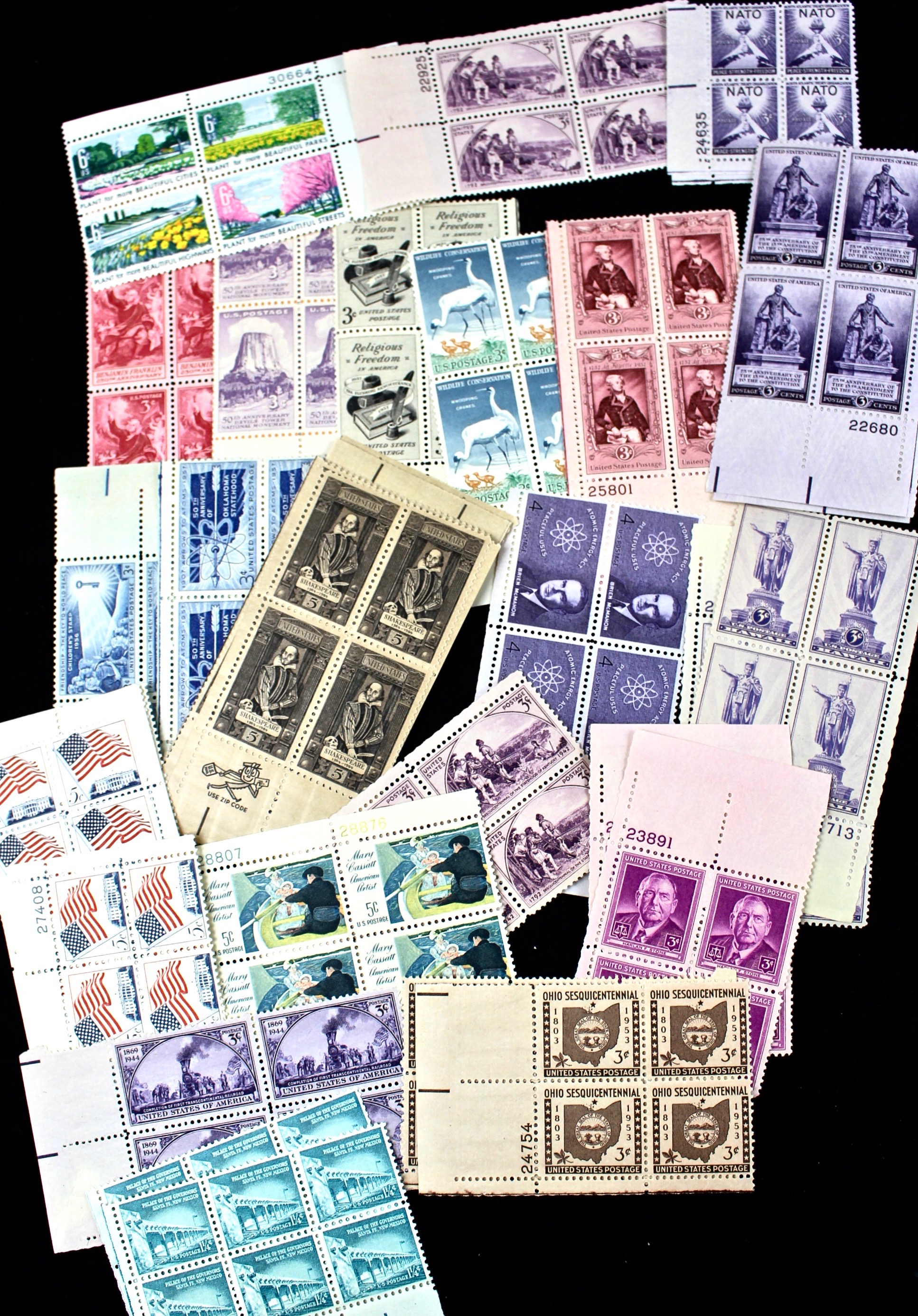 270 U.S. Postage Stamp Plate Blocks and Zip Blocks