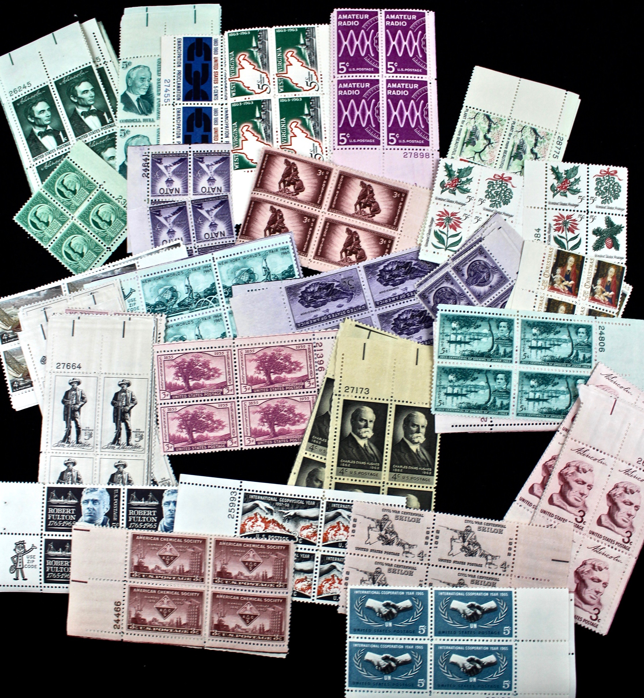 270 U.S. Postage Stamp Plate Blocks and Zip Blocks