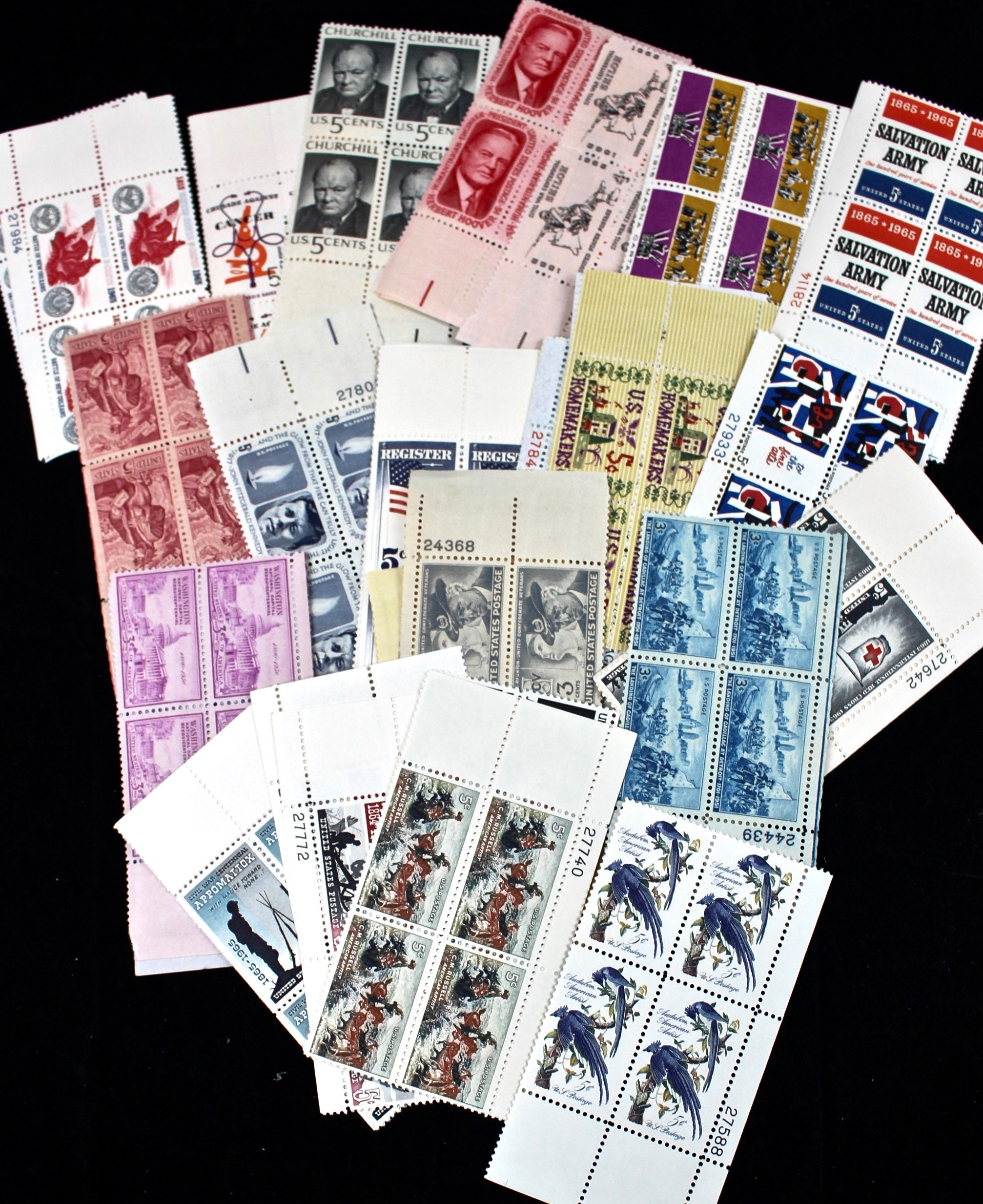 270 U.S. Postage Stamp Plate Blocks and Zip Blocks