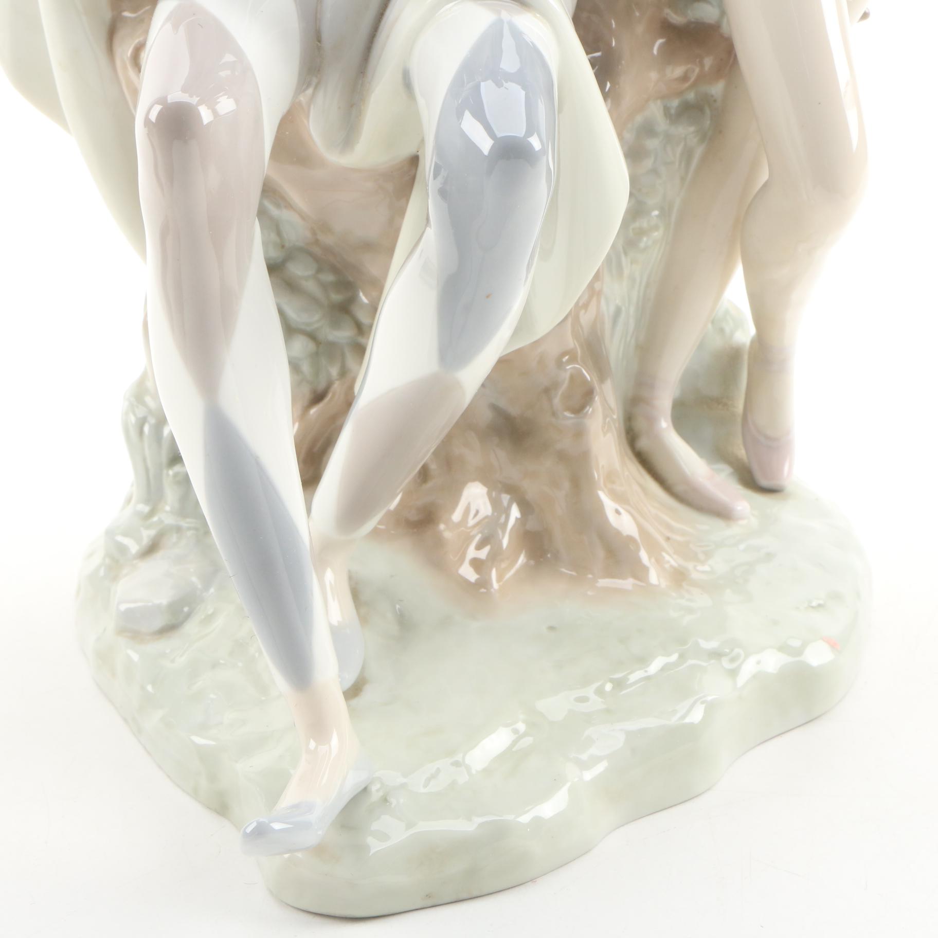Lladró Porcelain Harlequin with Lute and Ballerina Figurine, 1971–1974
