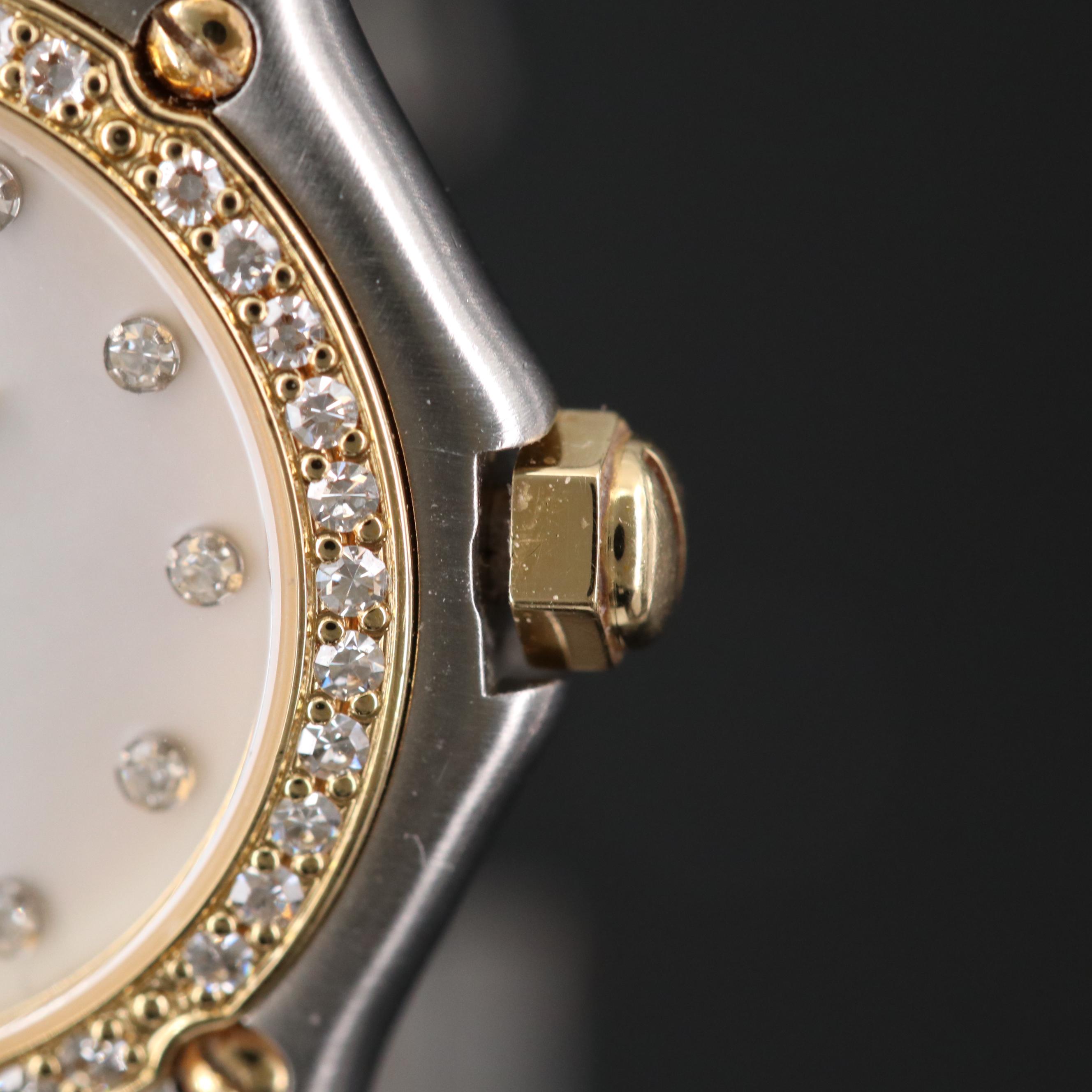 18K Gold and Stainless Steel Ebel Wave Diamond Quartz Watch