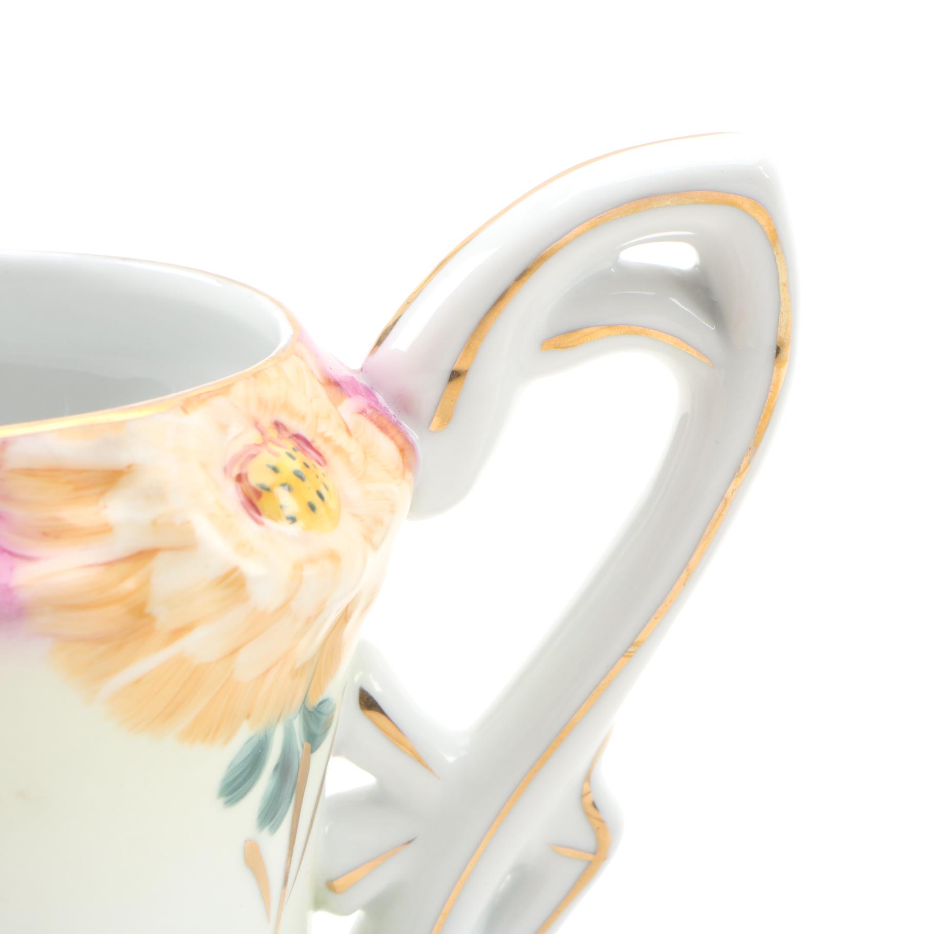 Chinese Hand-Painted Porcelain Chocolate Set, Mid-20th Century