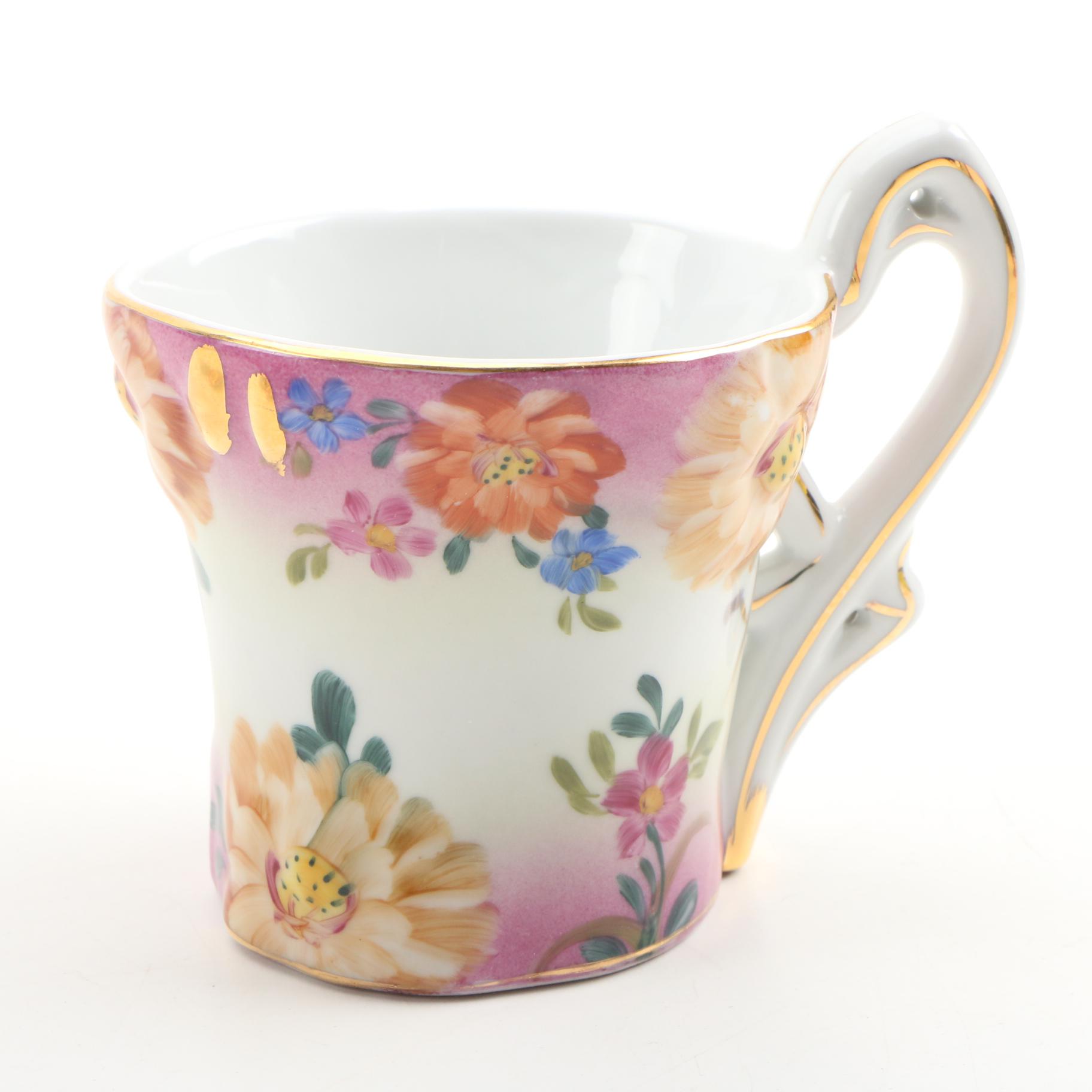 Chinese Hand-Painted Porcelain Chocolate Set, Mid-20th Century