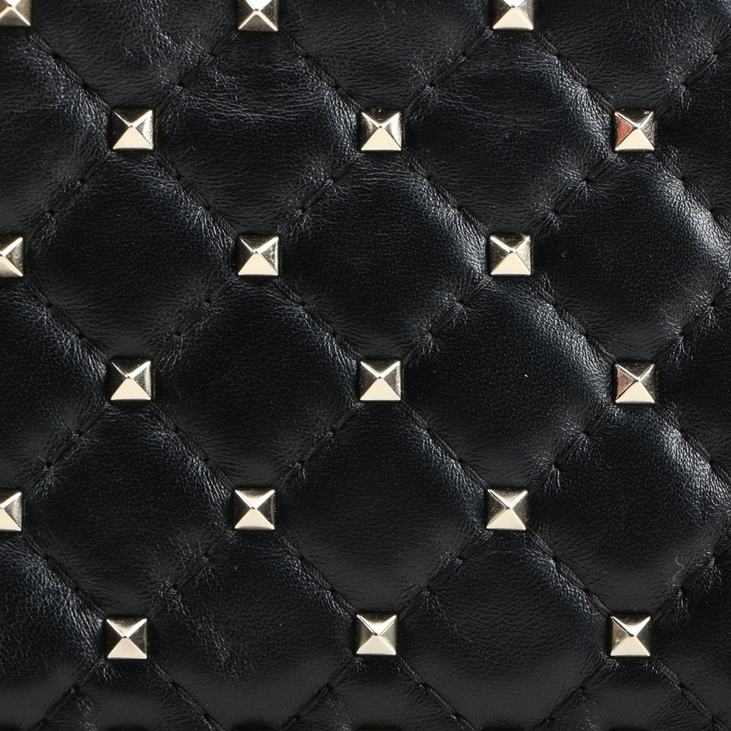 Valentino Rockstud Shoulder Bag in Black Quilted Leather with Chain Strap