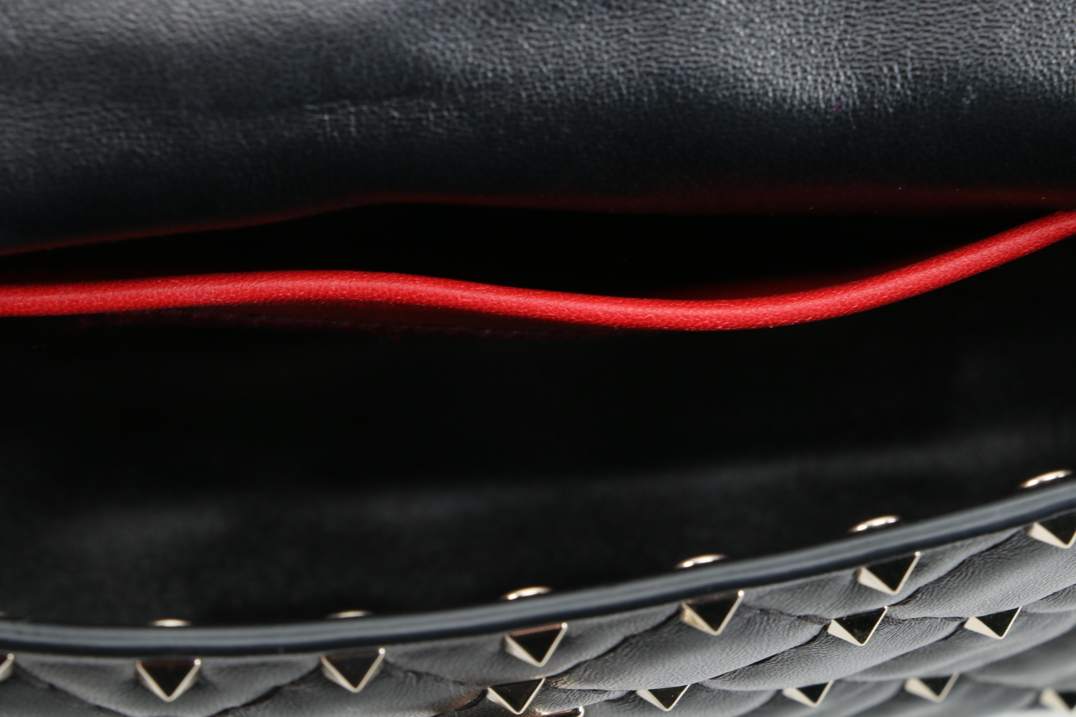 Valentino Rockstud Shoulder Bag in Black Quilted Leather with Chain Strap