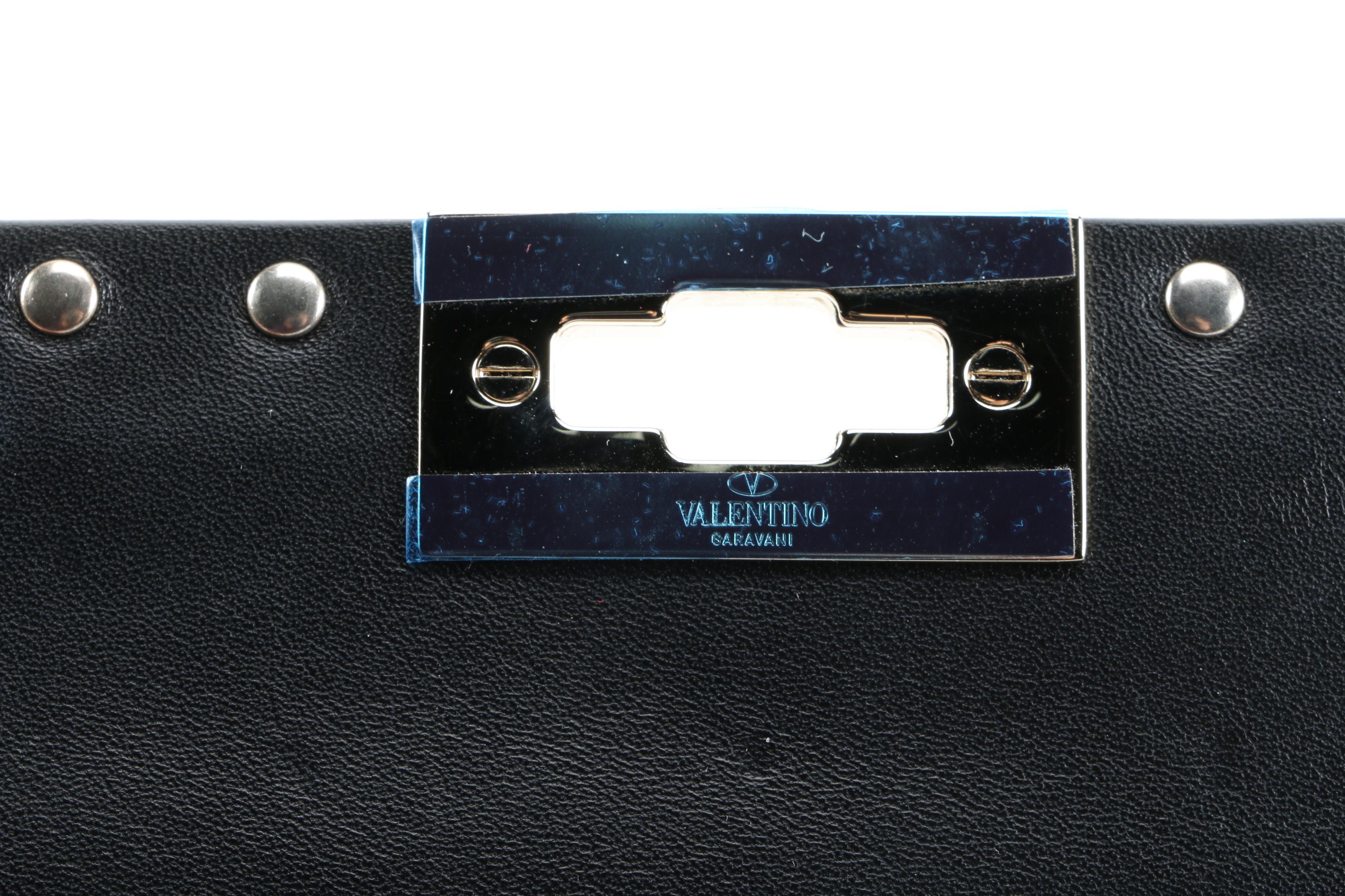 Valentino Rockstud Shoulder Bag in Black Quilted Leather with Chain Strap