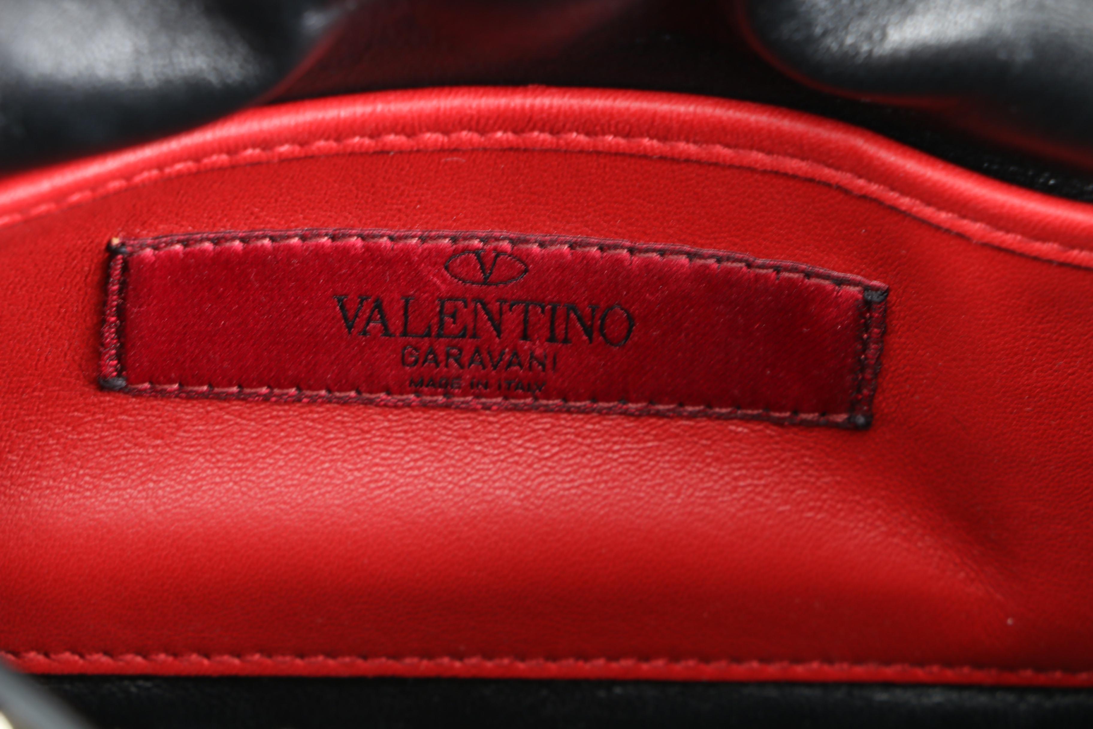 Valentino Rockstud Shoulder Bag in Black Quilted Leather with Chain Strap