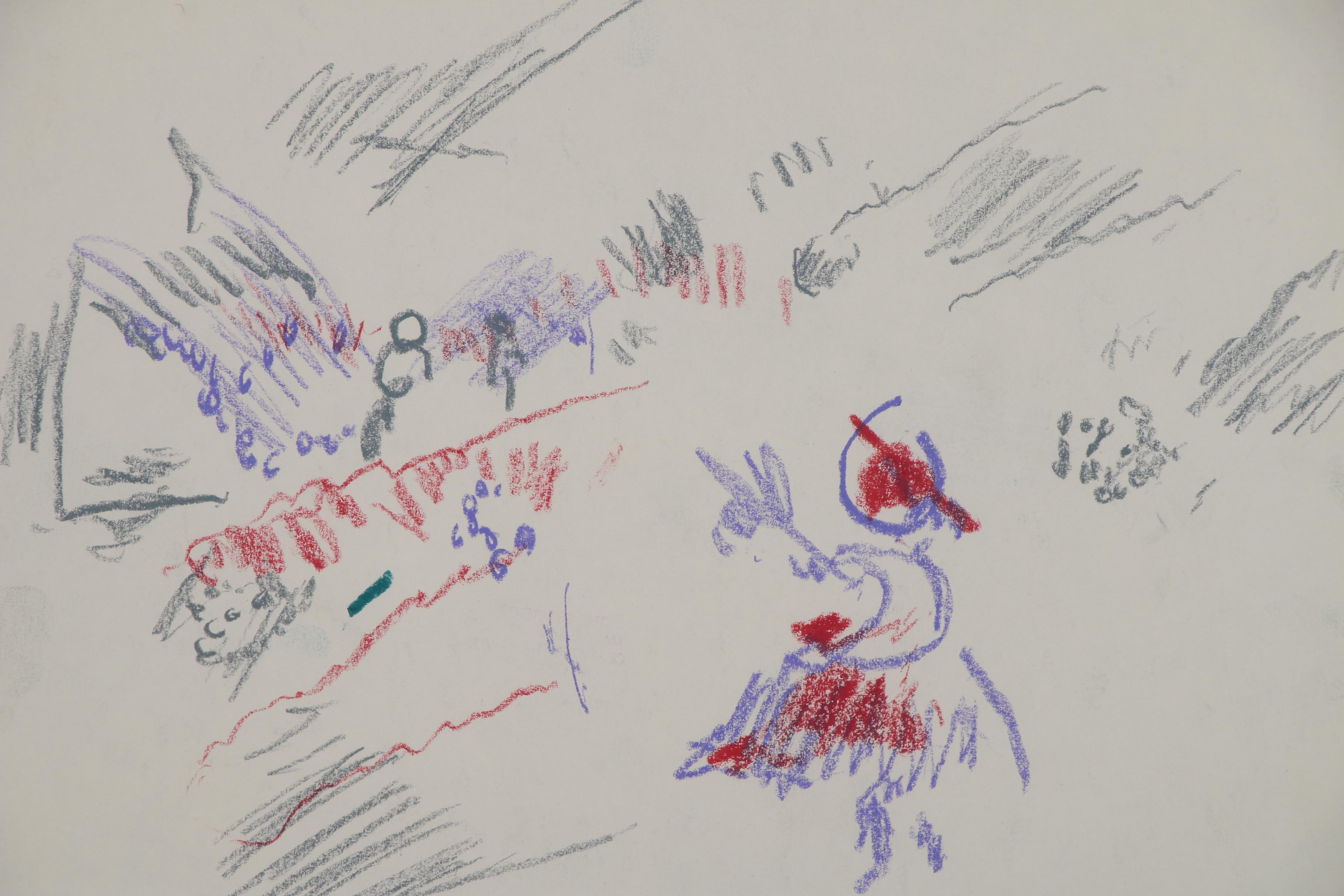 Paul Chidlaw Abstract Pastel Drawing