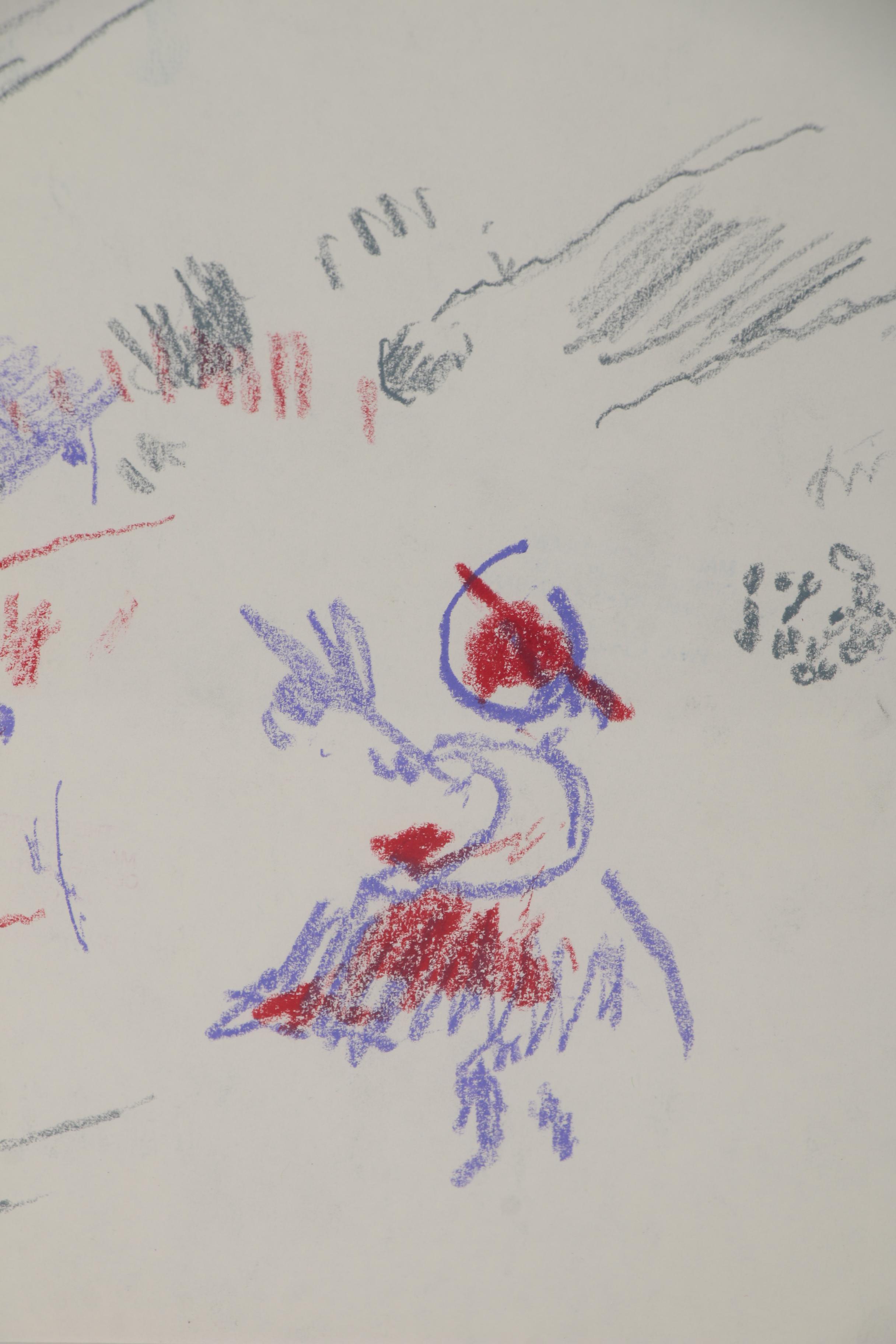 Paul Chidlaw Abstract Pastel Drawing