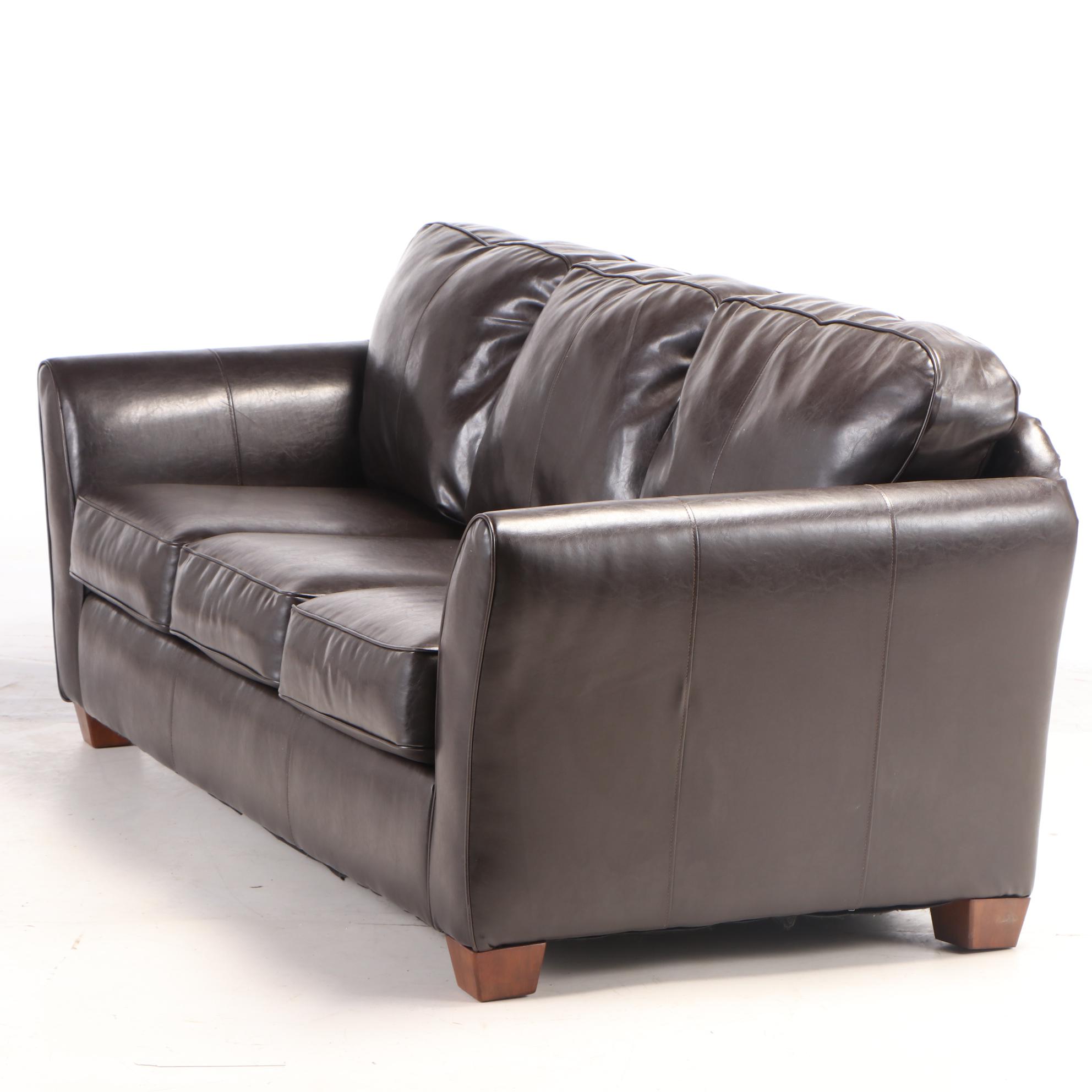 Ashley Furniture Dark Brown Faux-Leather Sofa