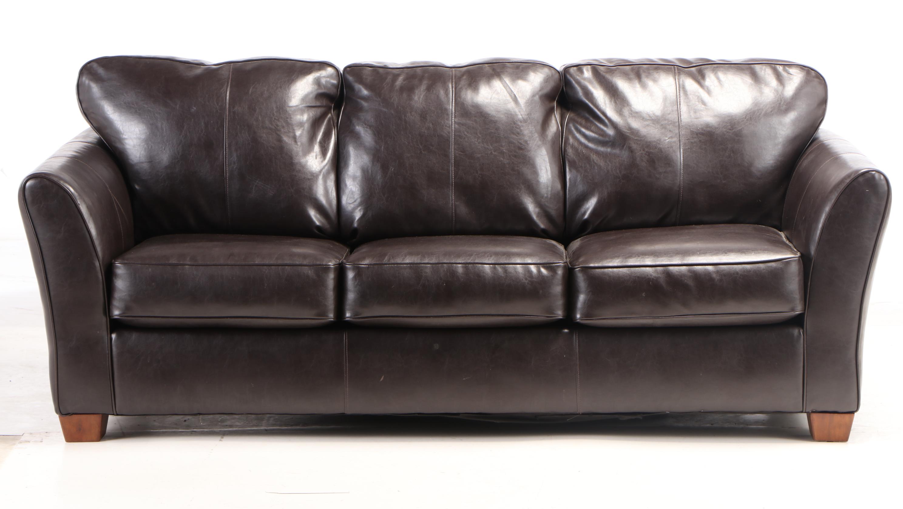 Ashley Furniture Dark Brown Faux-Leather Sofa