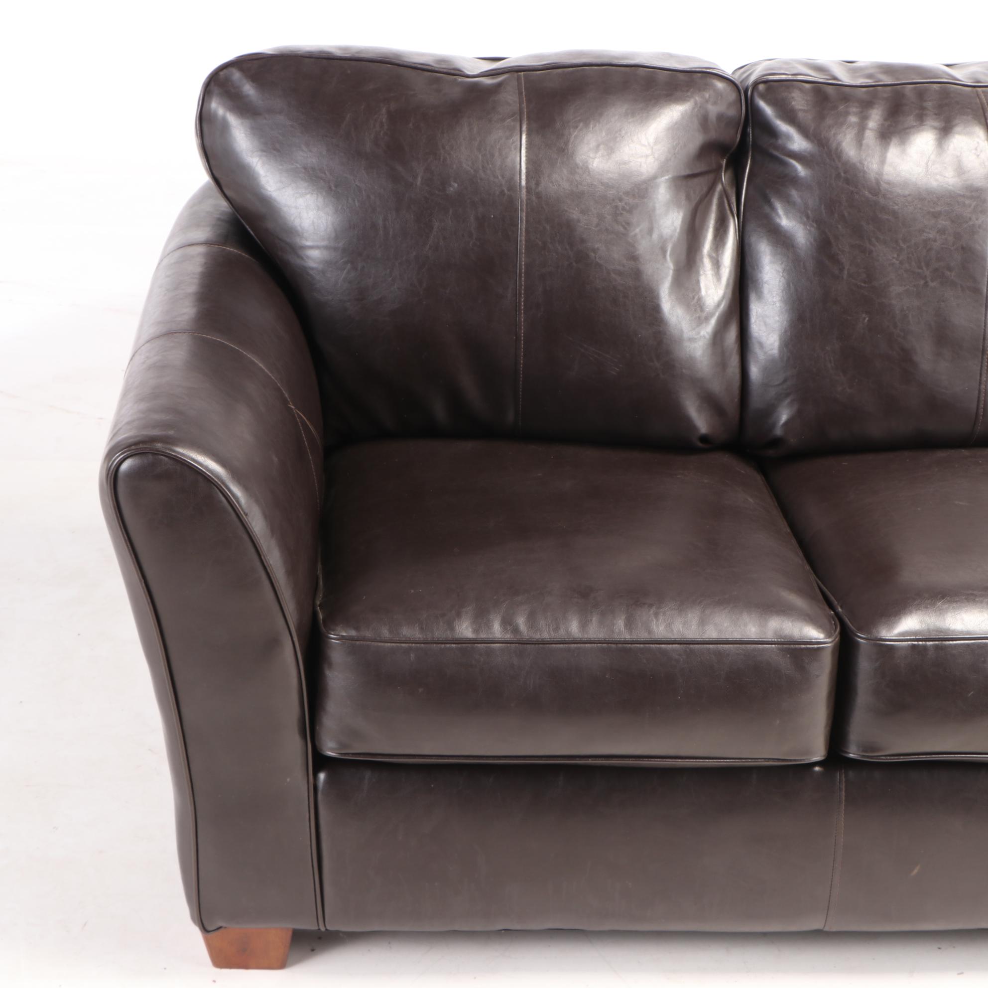 Ashley Furniture Dark Brown Faux-Leather Sofa