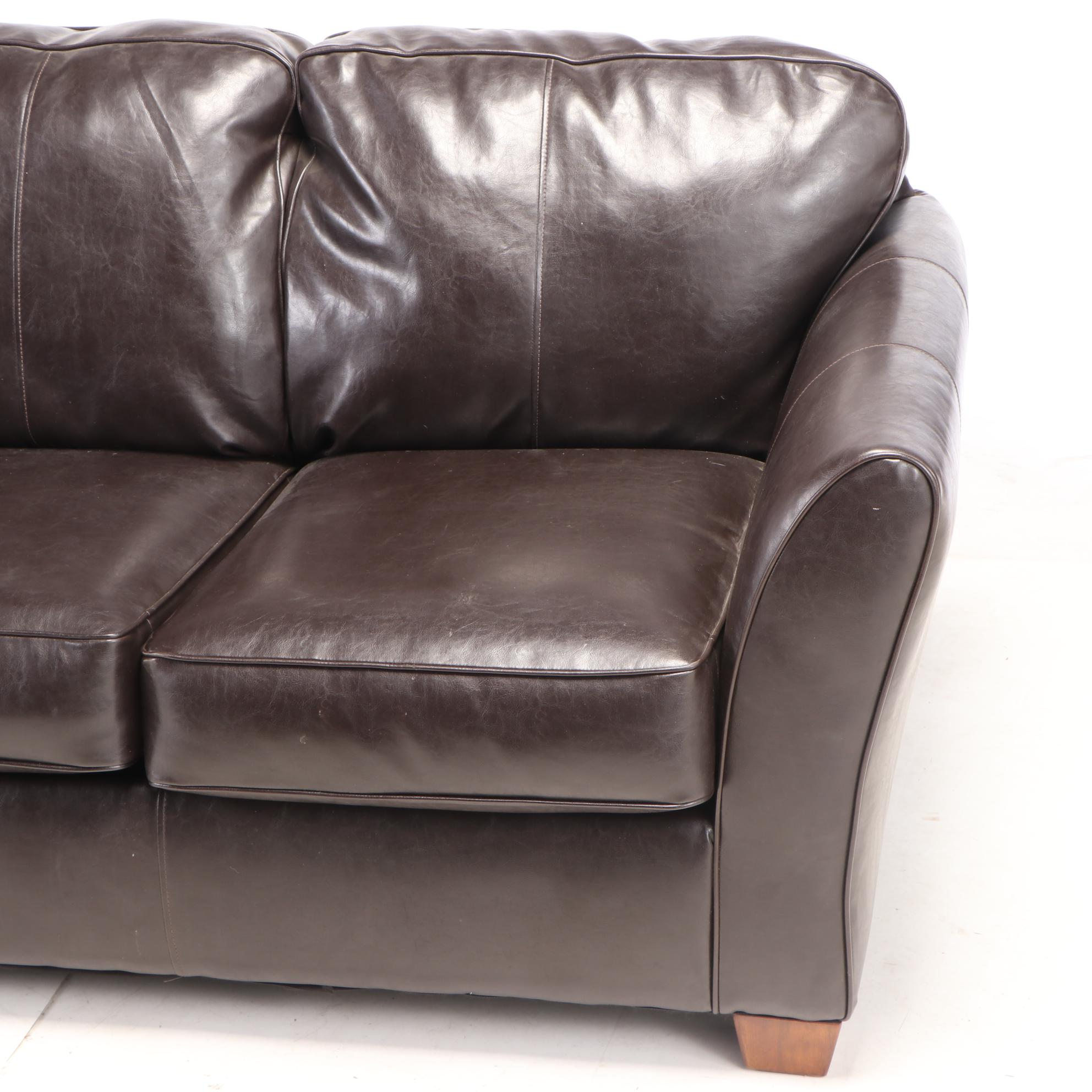 Ashley Furniture Dark Brown Faux-Leather Sofa