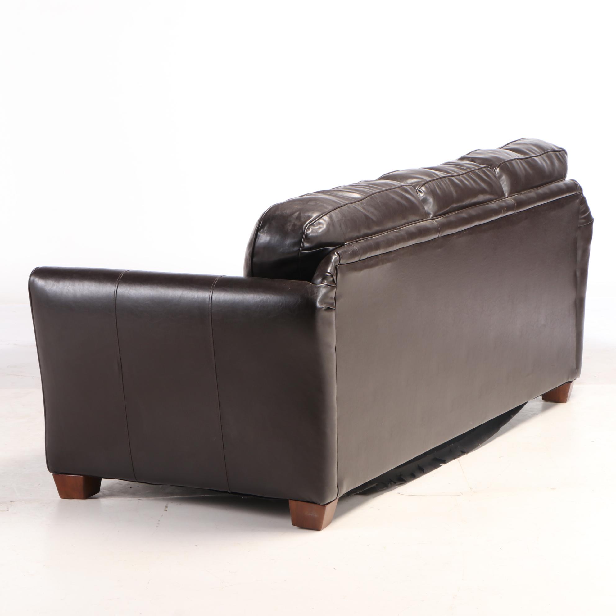 Ashley Furniture Dark Brown Faux-Leather Sofa