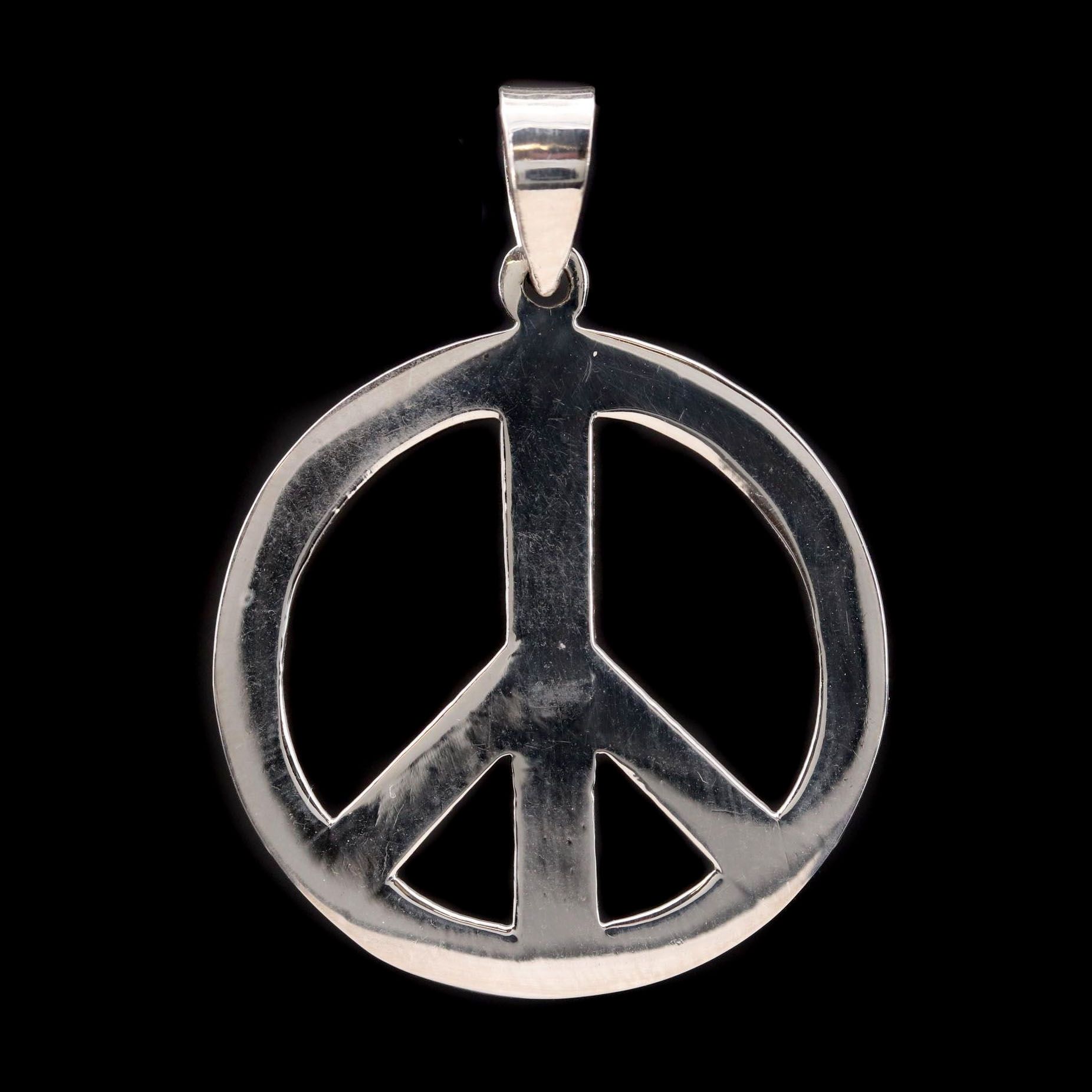 Sterling Silver Peace Sign Pendant