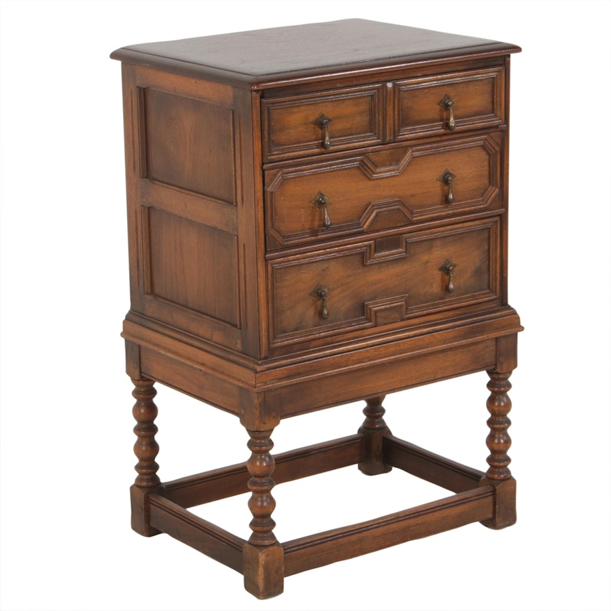 Kittinger Jacobean Revival Carved Oak Chest on Stand, circa 1930