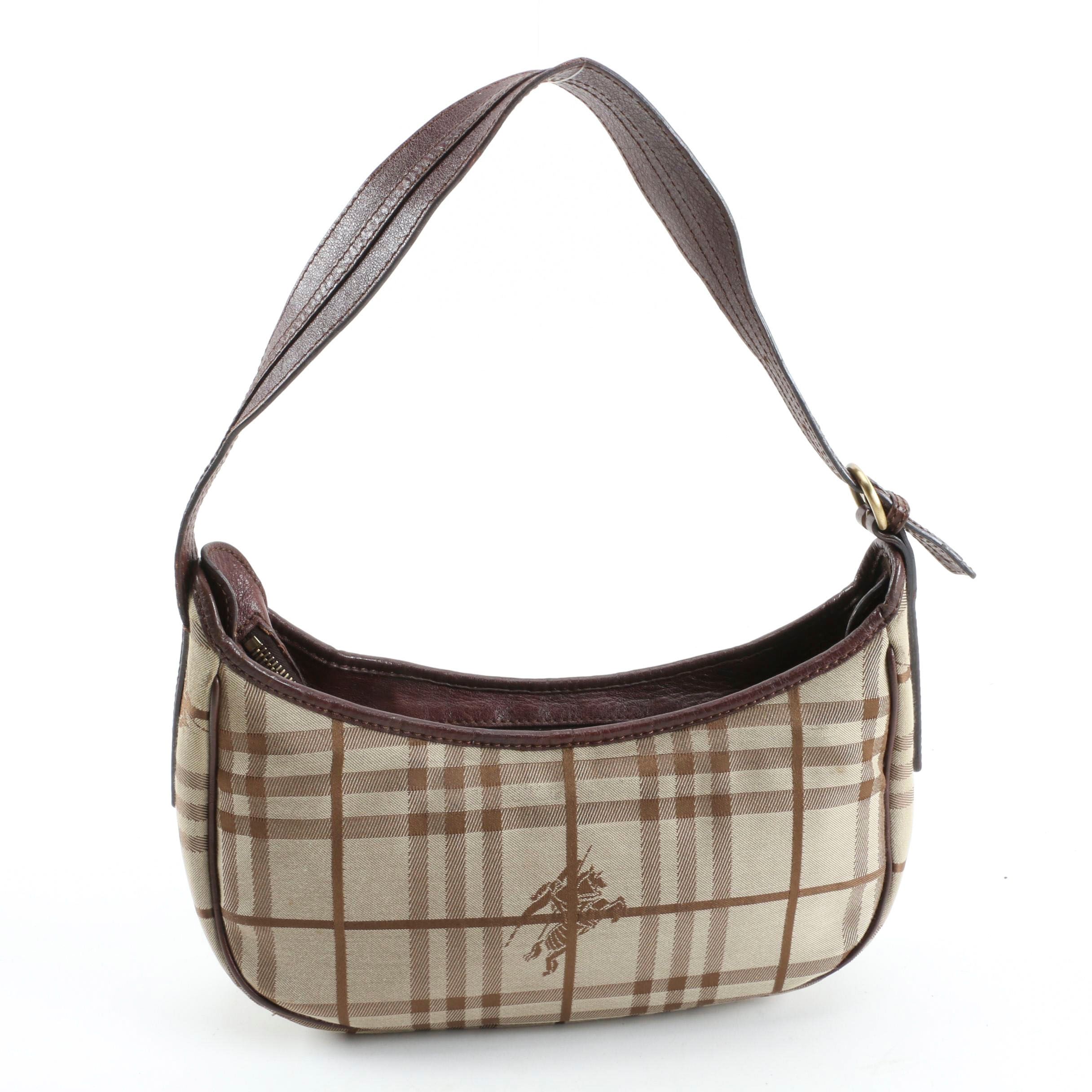 Burberry London "Haymarket Check" Hobo Bag with Brown Leather Trim, Italy