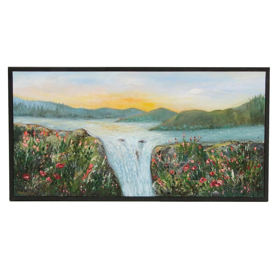 Farshad Lanjani River Landscape Oil Painting, 2018