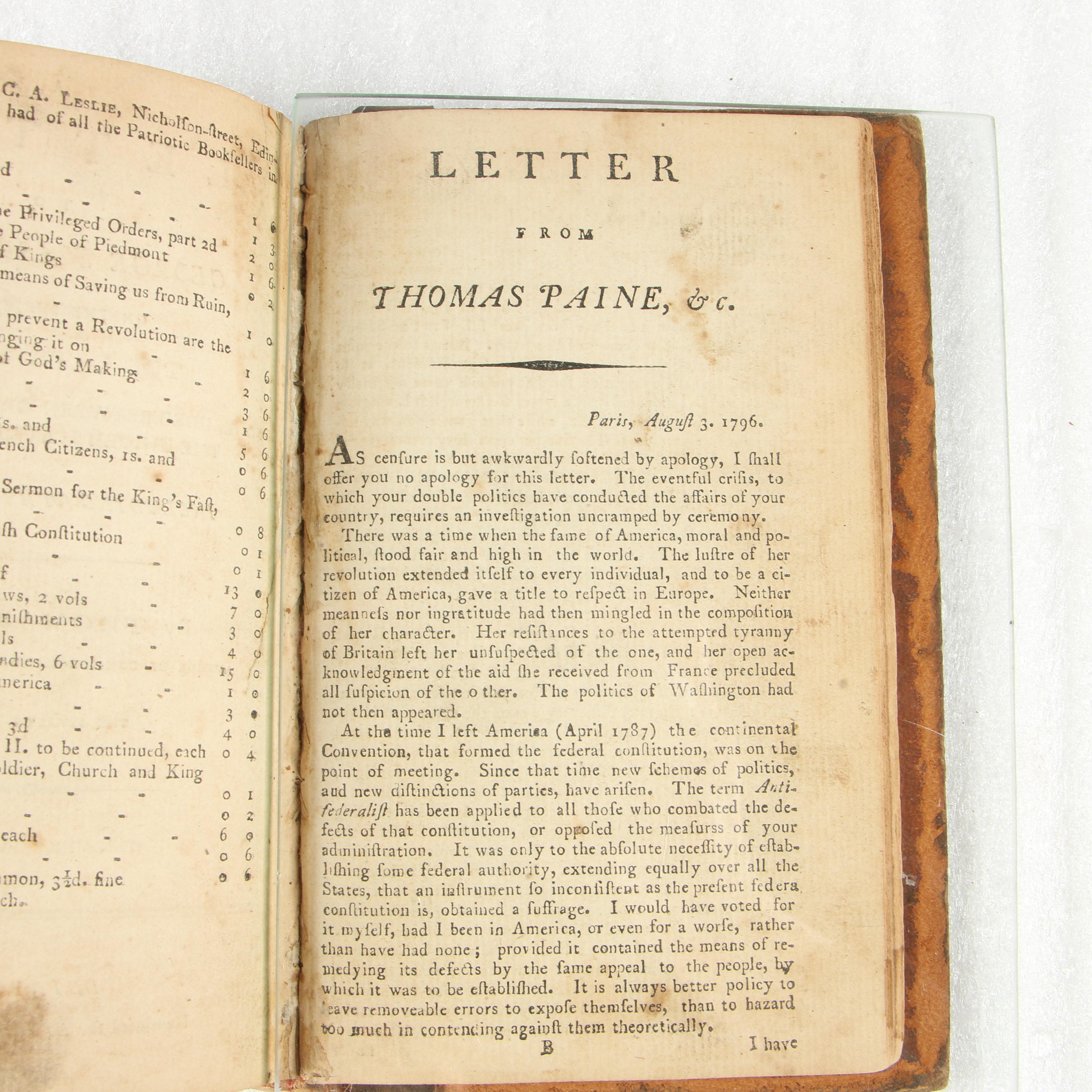 Late 18th Century Bound Collection of Thomas Paine's Original Pamphlets