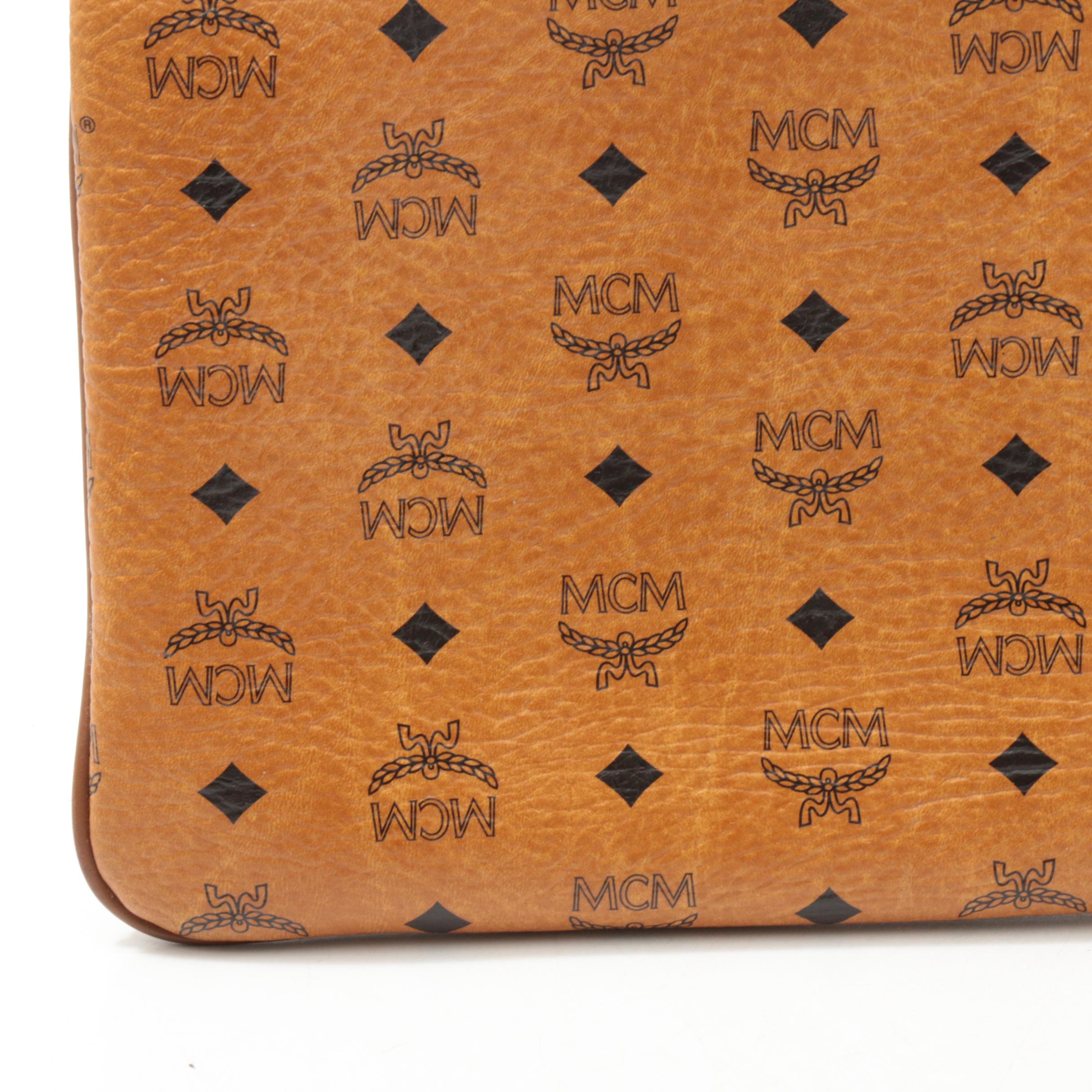 MCM Visetos Monogram Leather Convertible Wristlet Pouchette