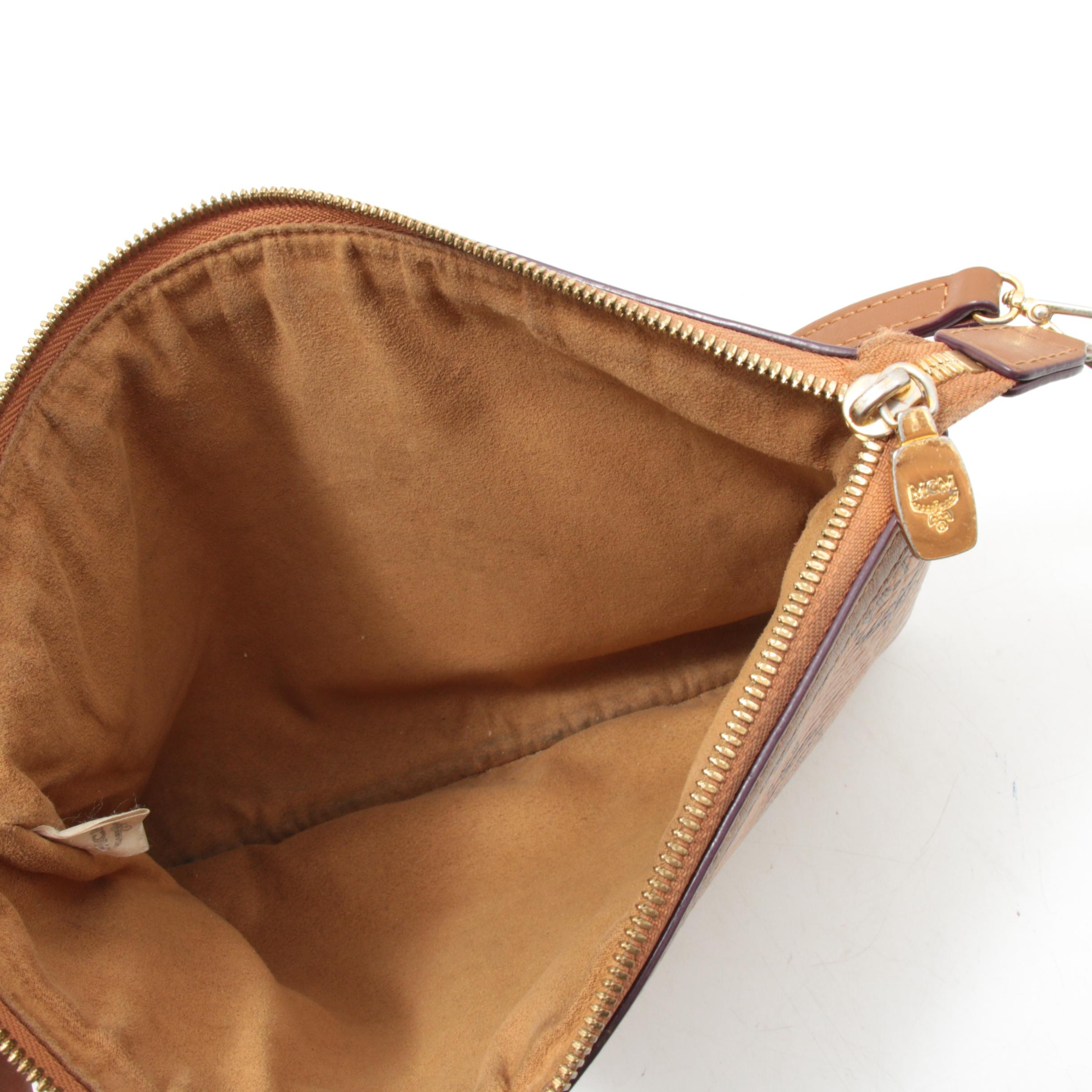 MCM Visetos Monogram Leather Convertible Wristlet Pouchette