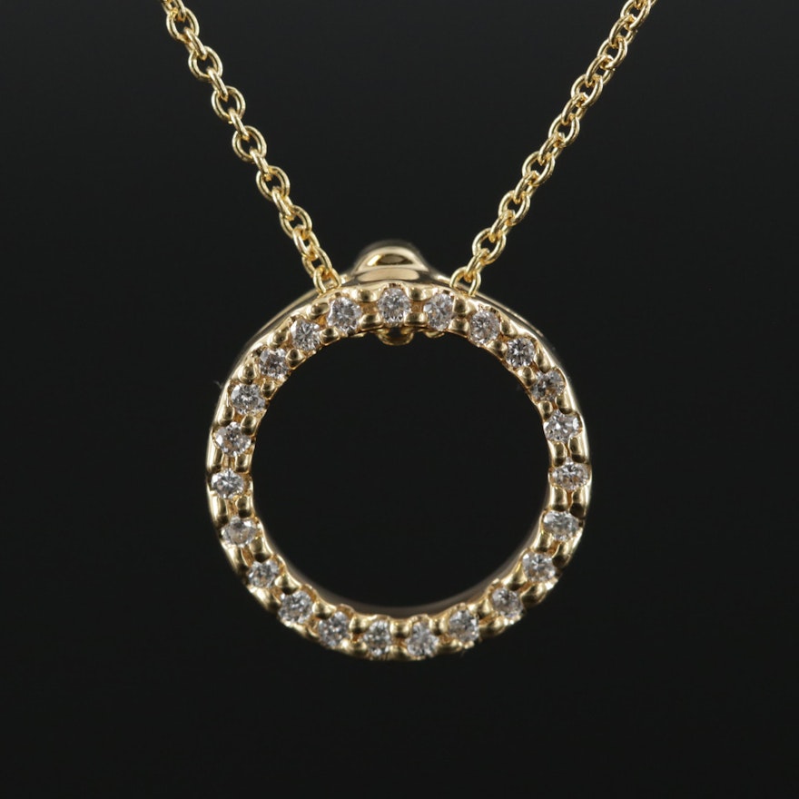 Roberto Coin 18K Yellow Gold Diamond Halo Pendant Necklace