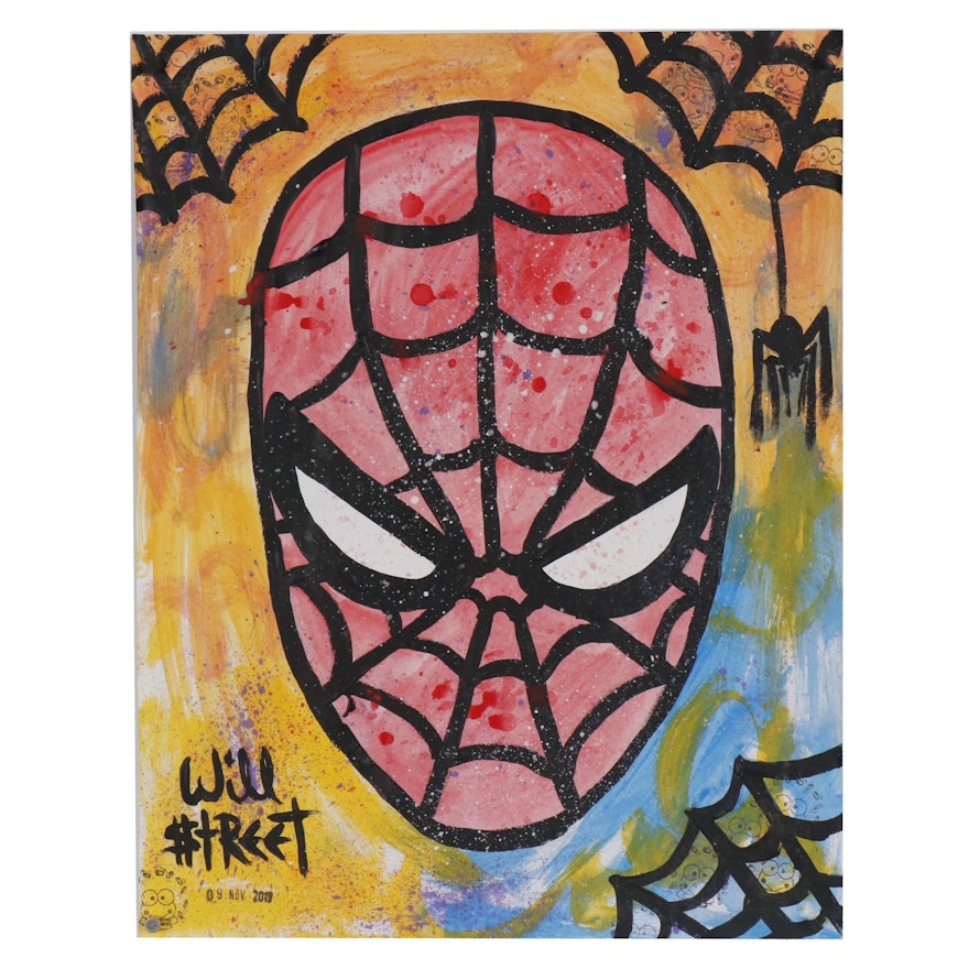 Will $treet Pop Art Acrylic Painting "Spider 'Spidey' "