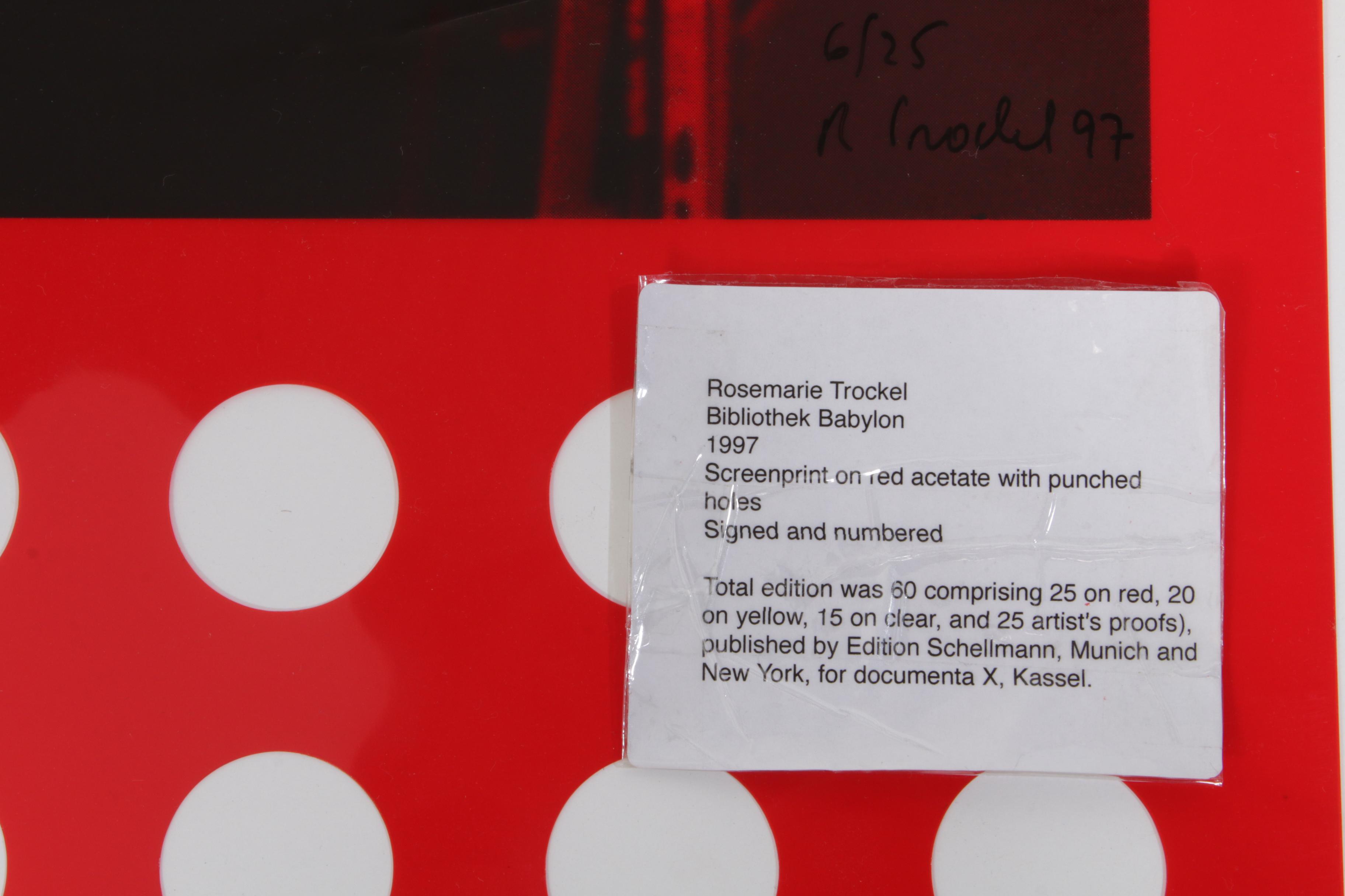 Rosemarie Trockel Serigraph "Bibliothek Babylon," 1997