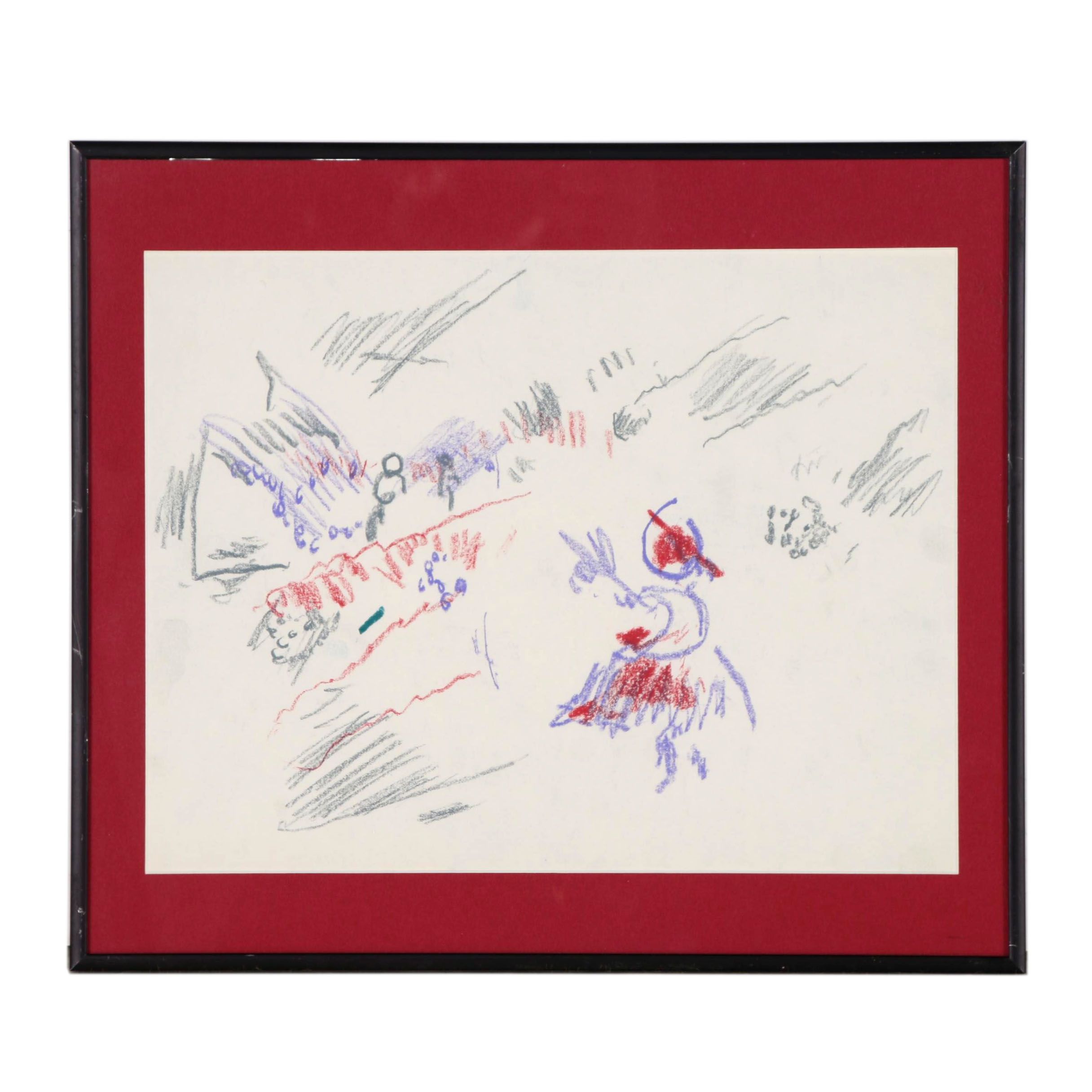 Paul Chidlaw Abstract Pastel Drawing