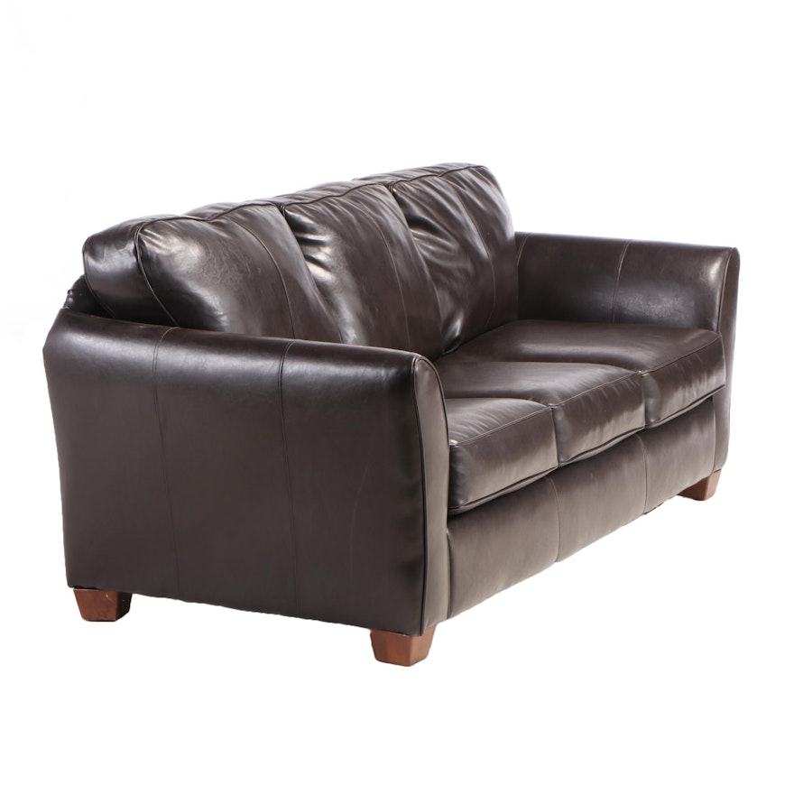 Ashley Furniture Dark Brown Faux-Leather Sofa
