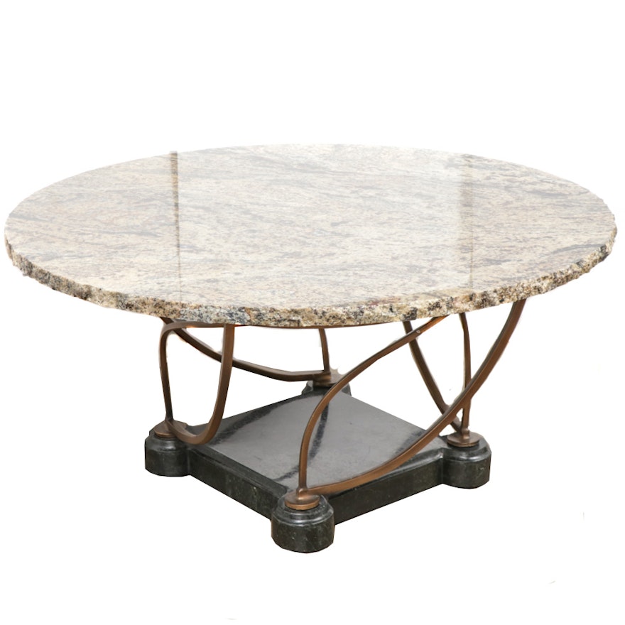 Granite, Marble, and Patinated Metal Coffee Table