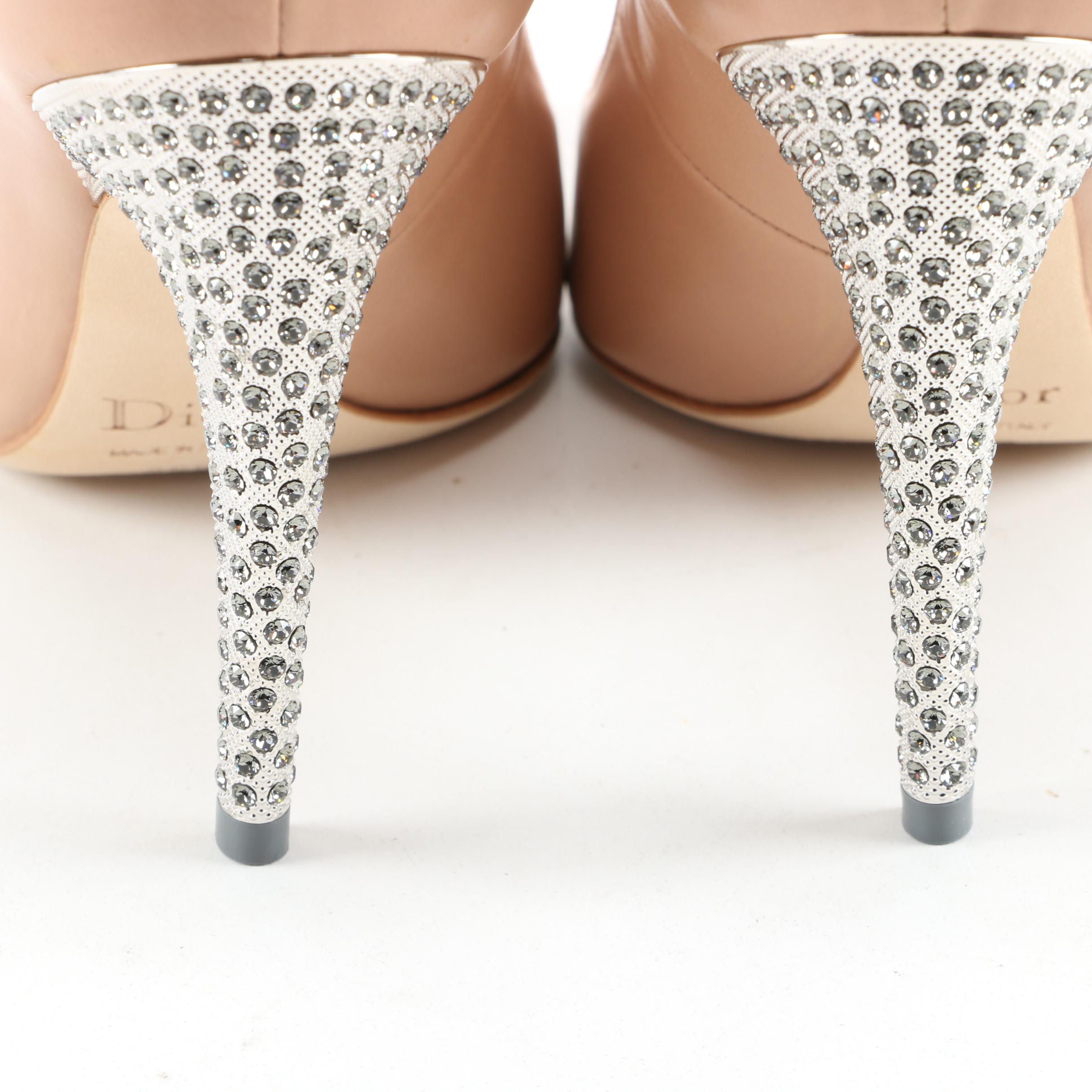 Christian Dior Leather and Crystal Flash Pumps with Box Signed by Susan Lucci