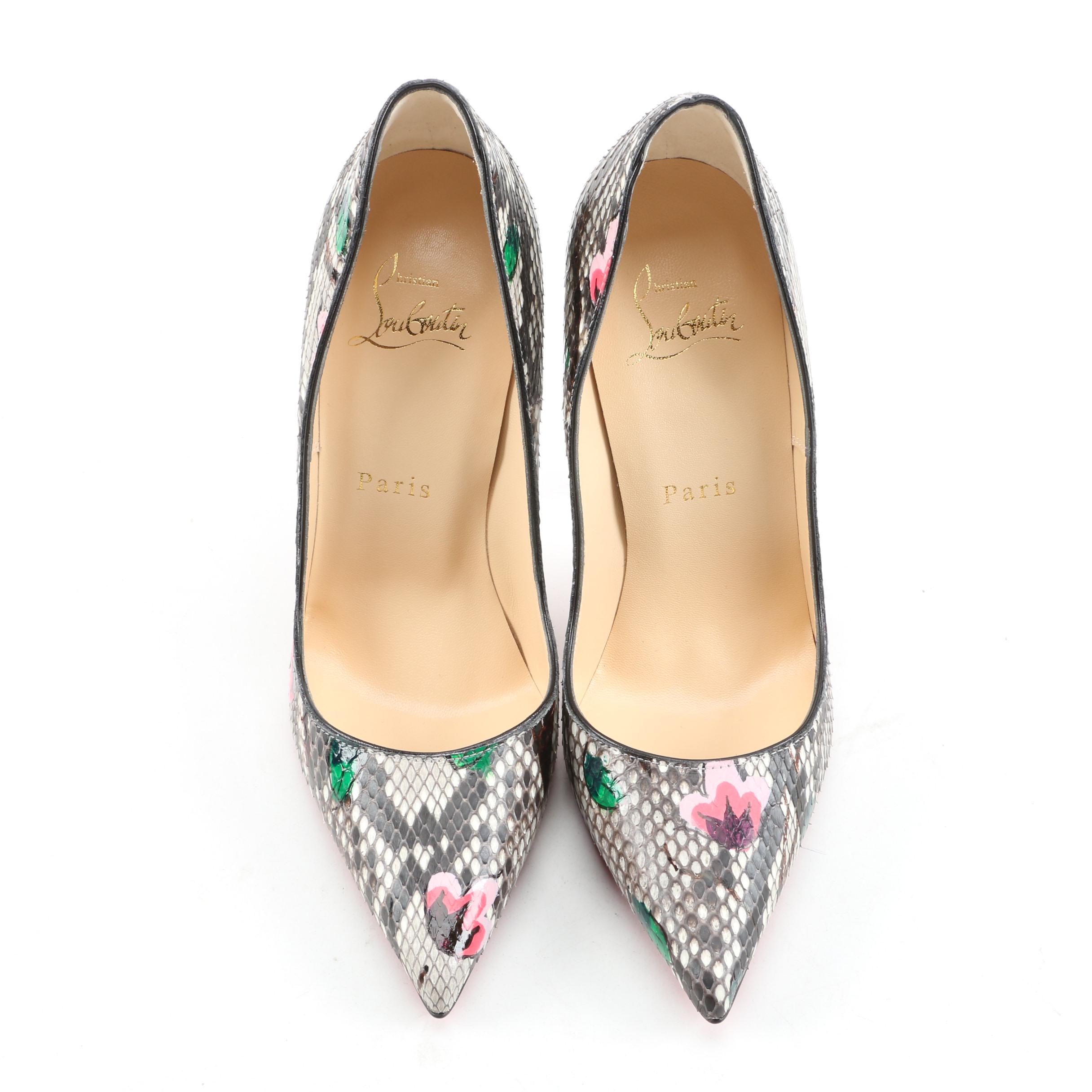 Christian Louboutin So Kate Python Flower Pumps with Box Signed by Susan Lucci