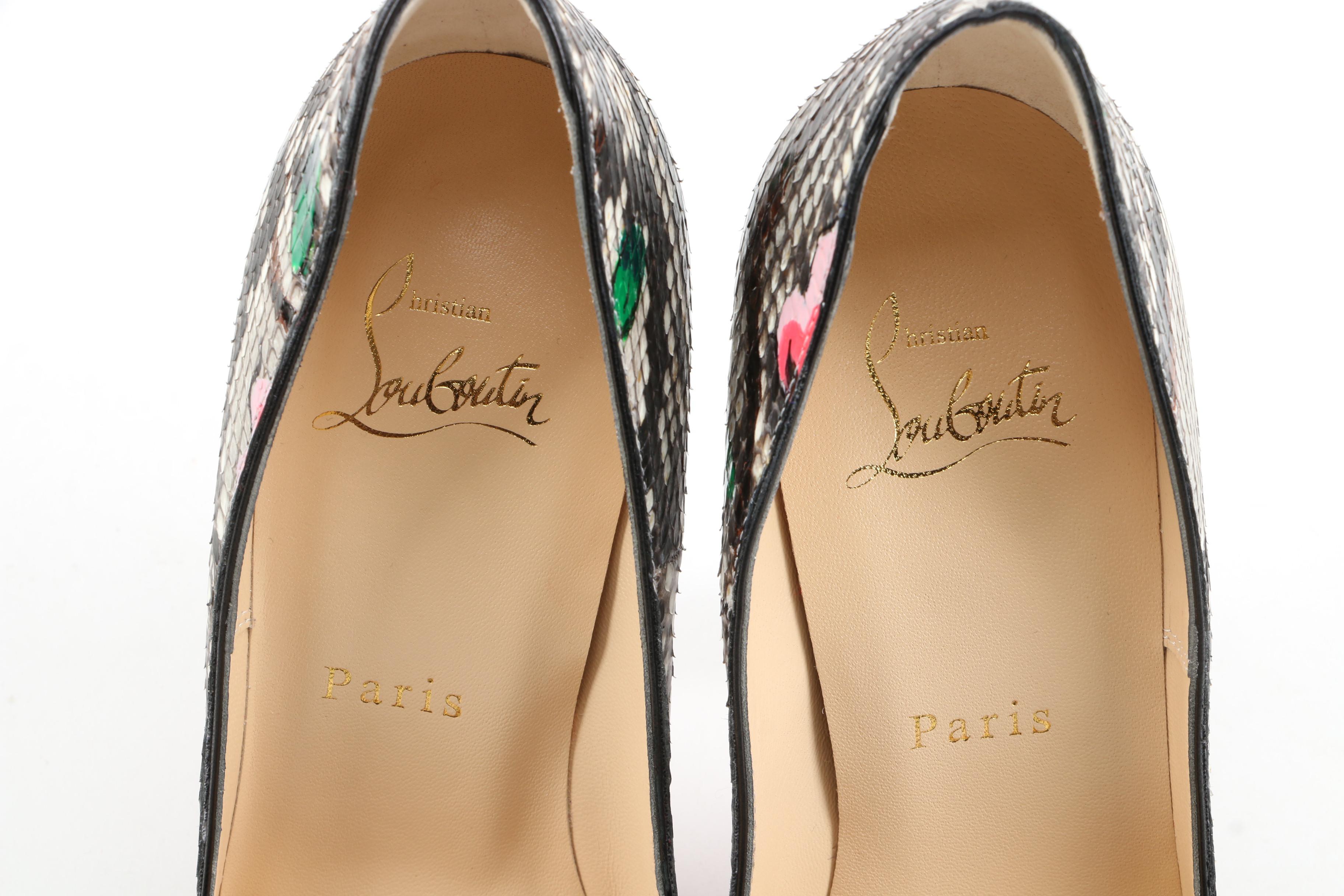 Christian Louboutin So Kate Python Flower Pumps with Box Signed by Susan Lucci