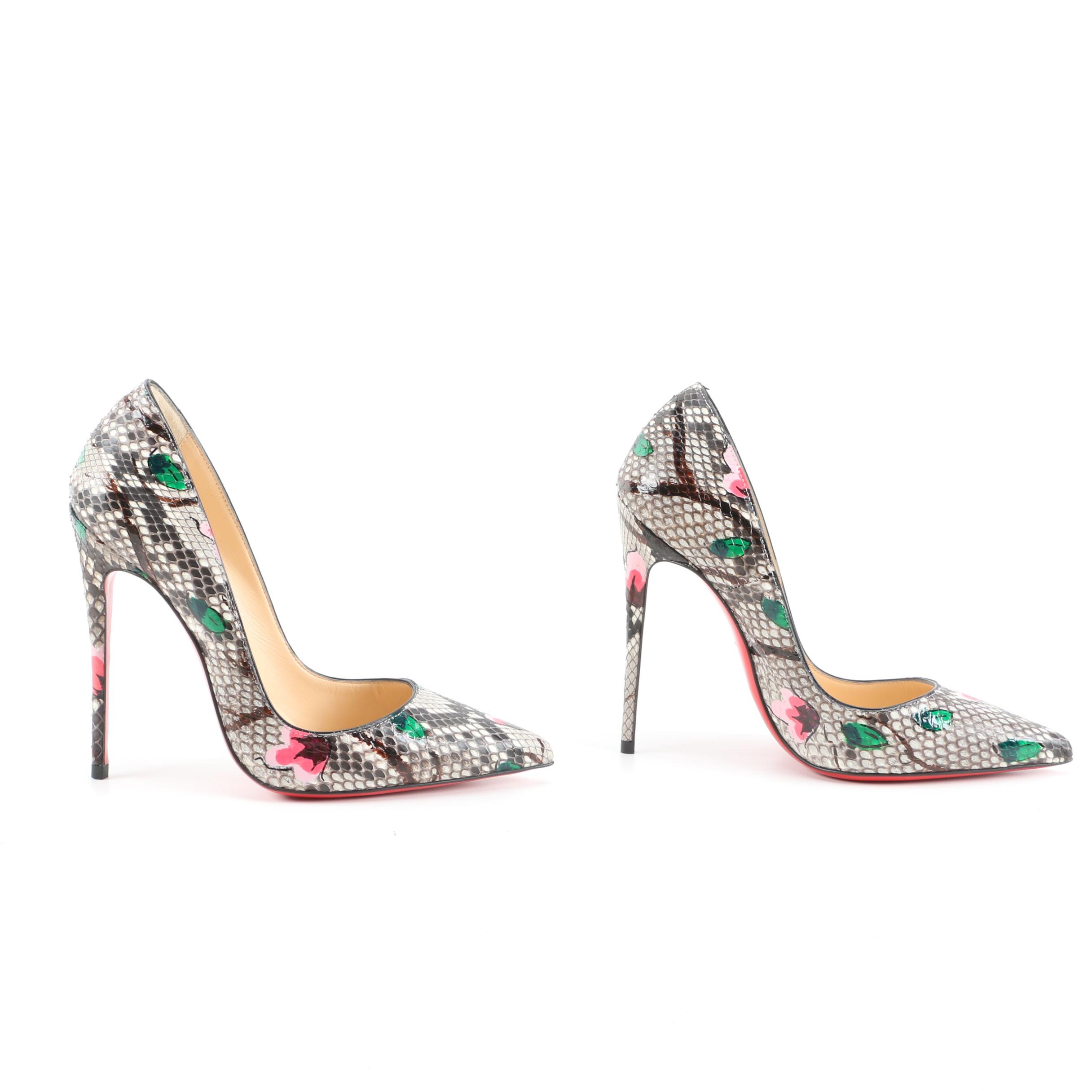 Christian Louboutin So Kate Python Flower Pumps with Box Signed by Susan Lucci