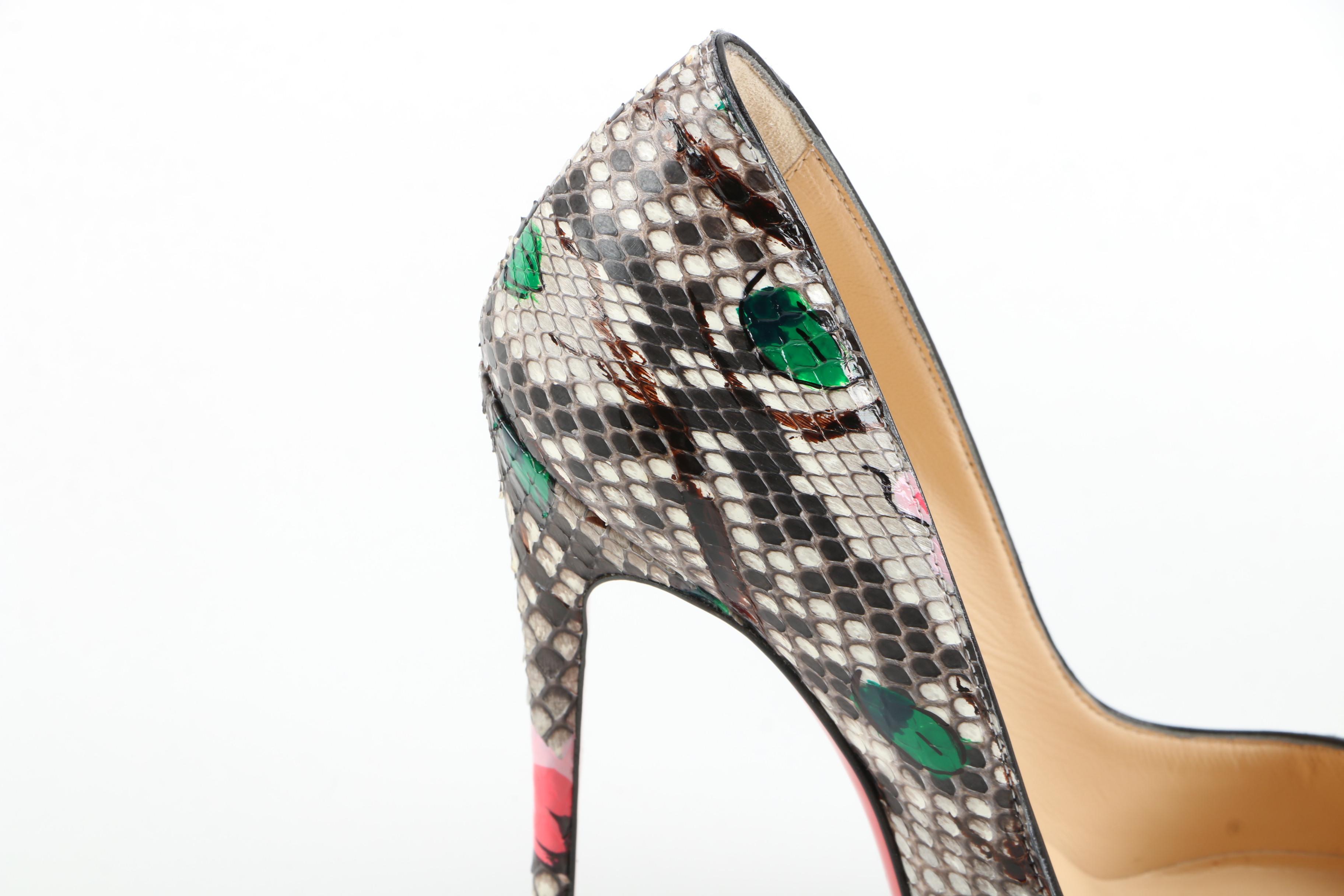 Christian Louboutin So Kate Python Flower Pumps with Box Signed by Susan Lucci