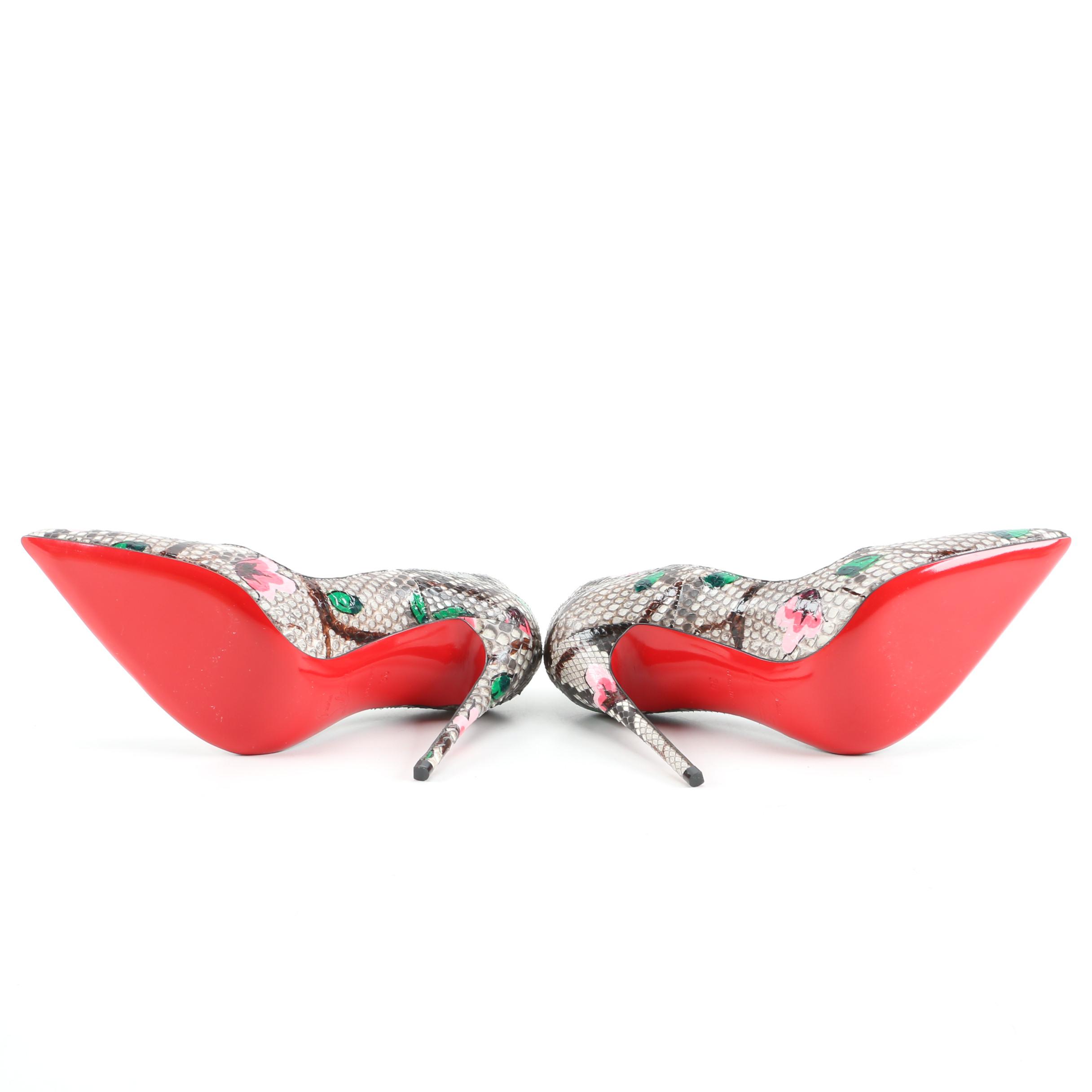 Christian Louboutin So Kate Python Flower Pumps with Box Signed by Susan Lucci