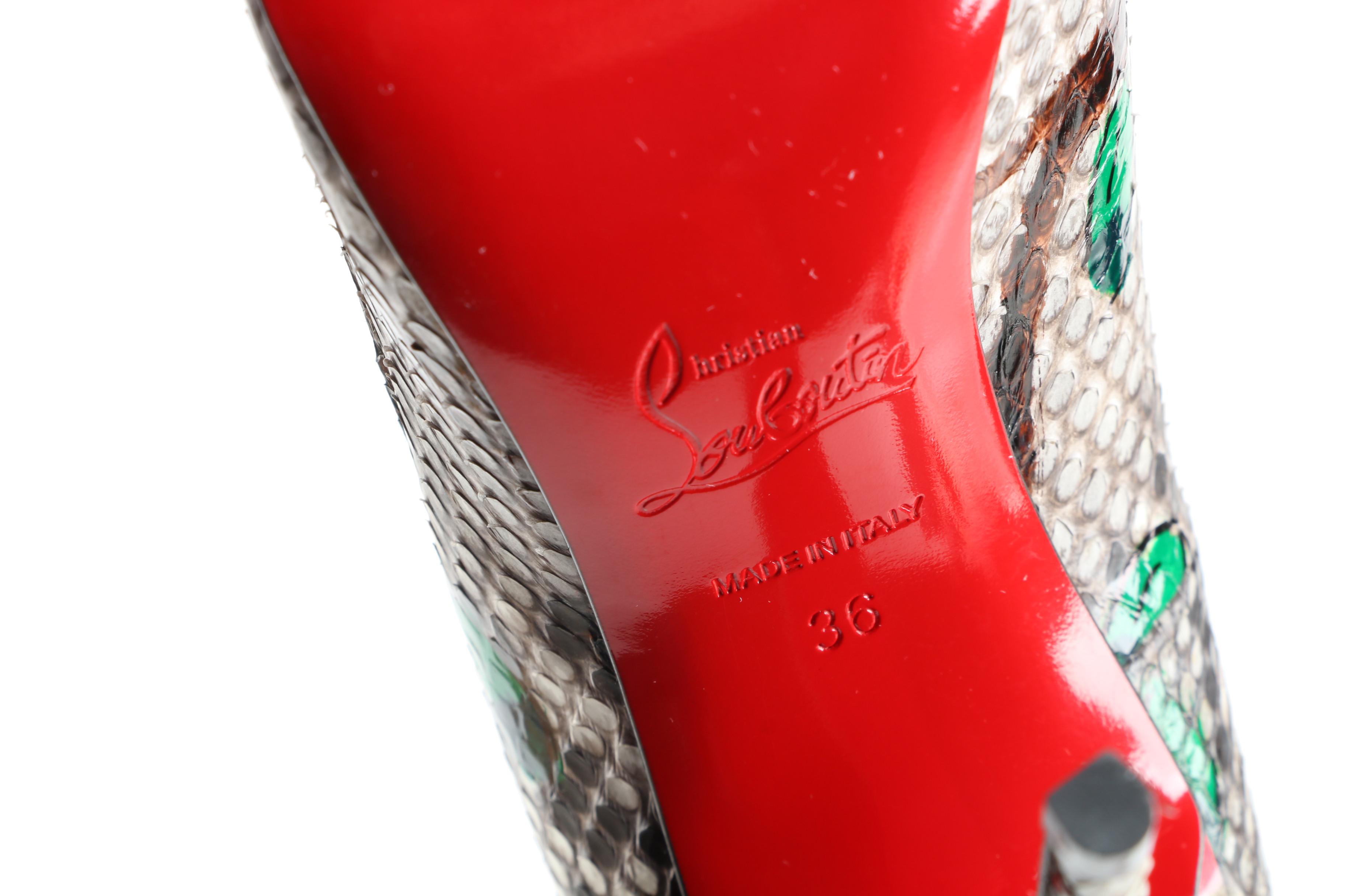 Christian Louboutin So Kate Python Flower Pumps with Box Signed by Susan Lucci