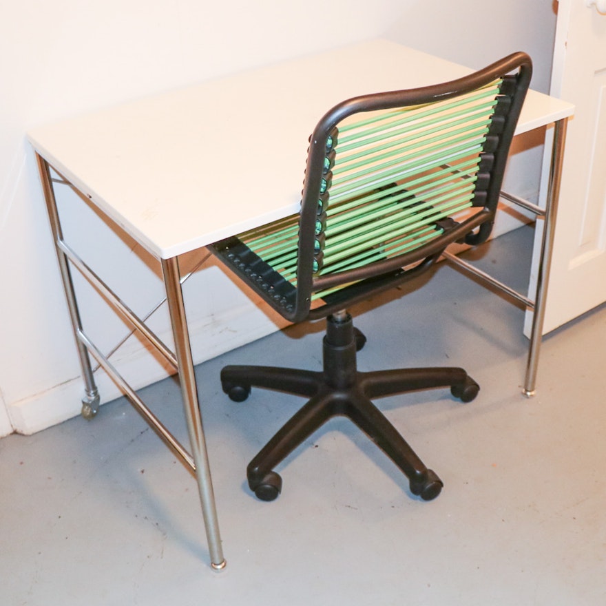 Prime Art Industrial Co. Acrylic and Chrome Desk with Corded Desk Chair