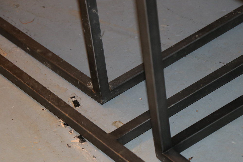 Metal and Stone Top Coffee Table with Two Side Tables