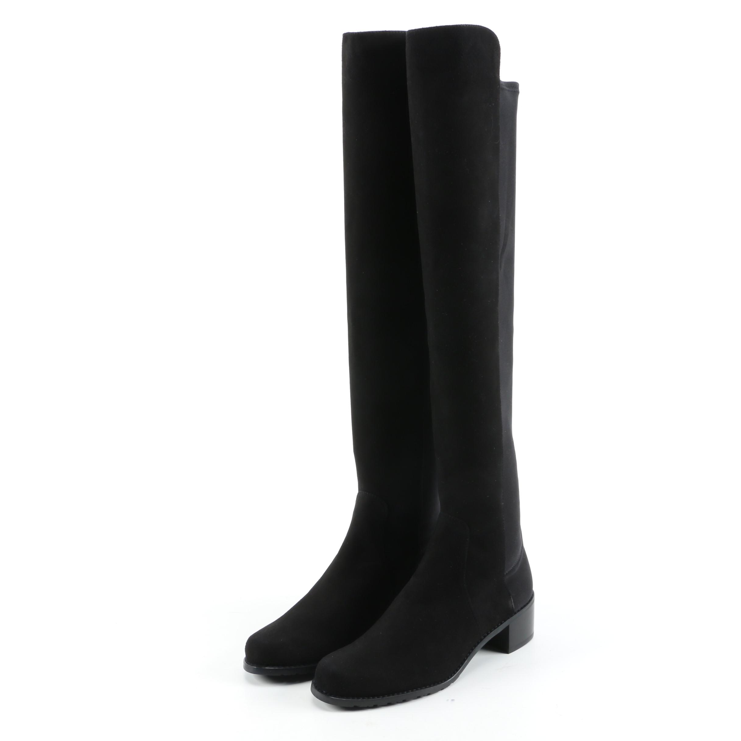 Stuart Weitzman Reserve Black Suede Knee Boots with Box Signed by Susan Lucci