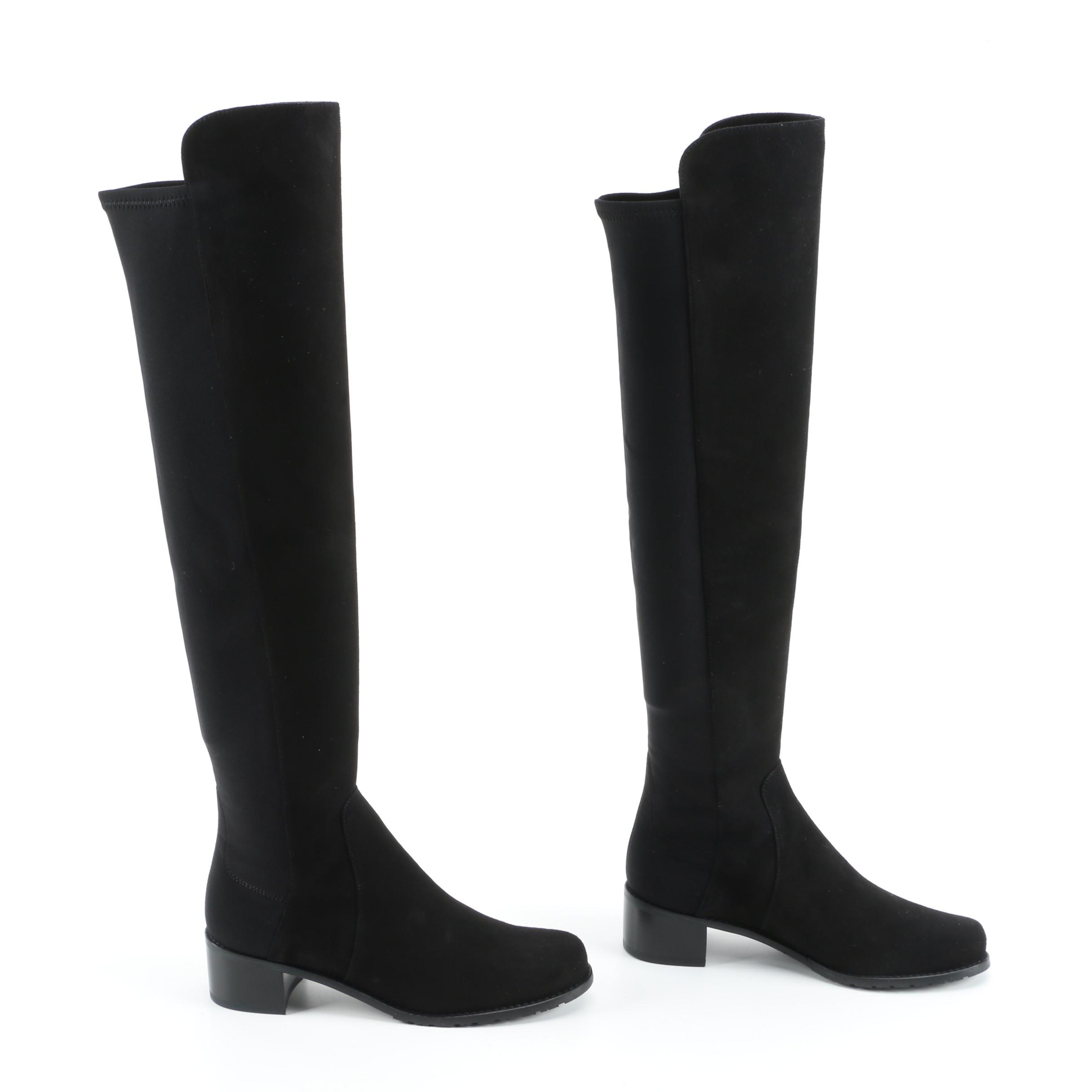 Stuart Weitzman Reserve Black Suede Knee Boots with Box Signed by Susan Lucci