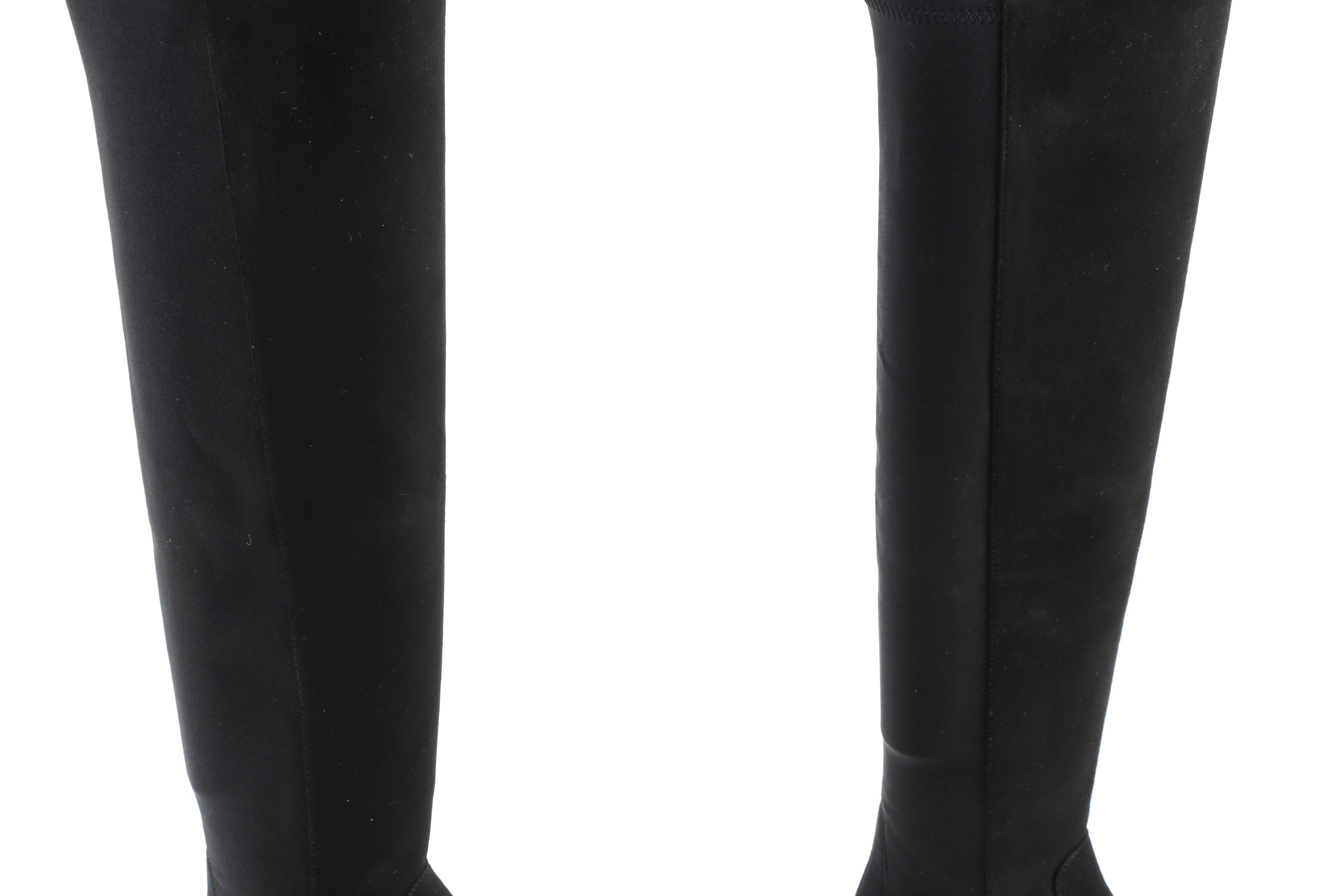 Stuart Weitzman Reserve Black Suede Knee Boots with Box Signed by Susan Lucci