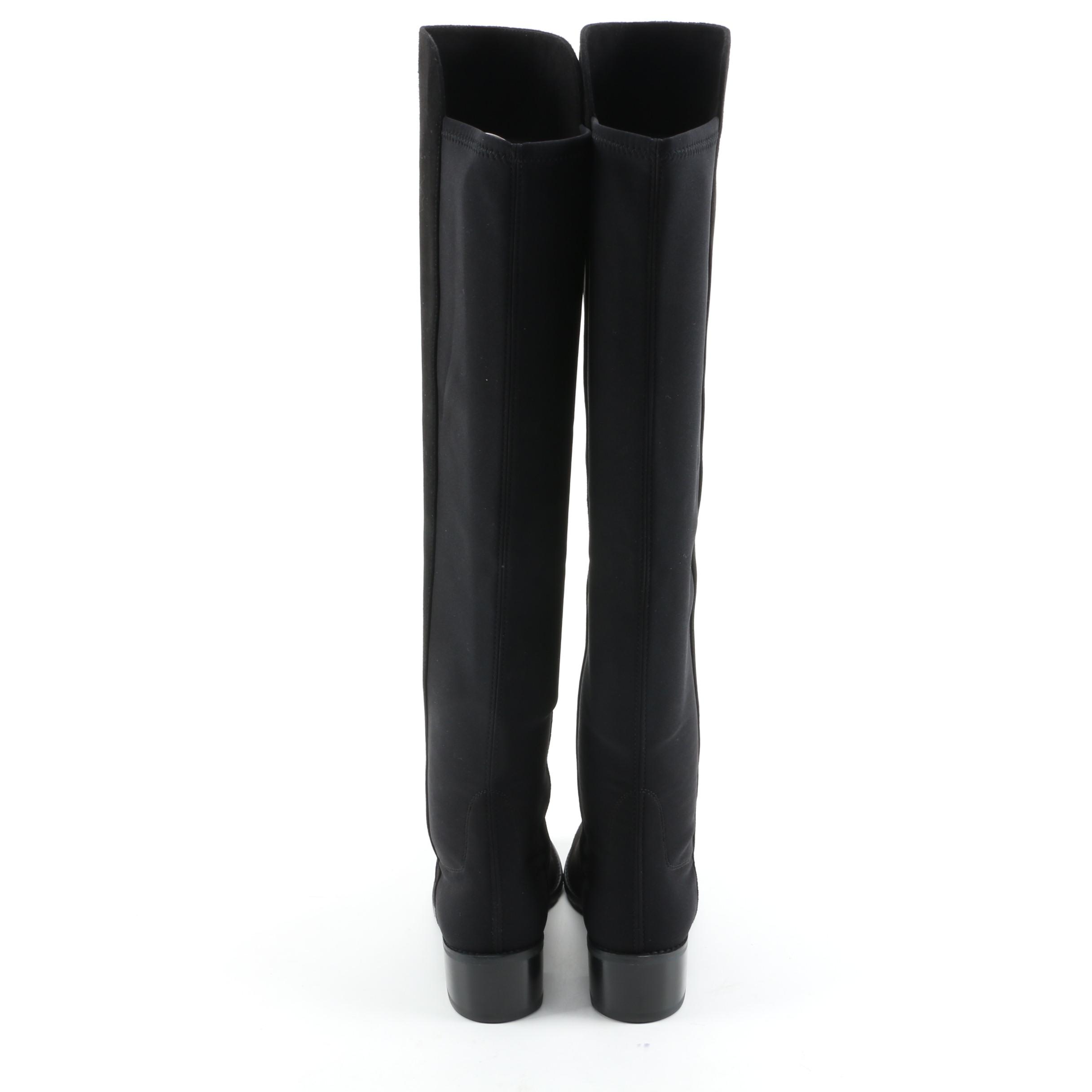 Stuart Weitzman Reserve Black Suede Knee Boots with Box Signed by Susan Lucci