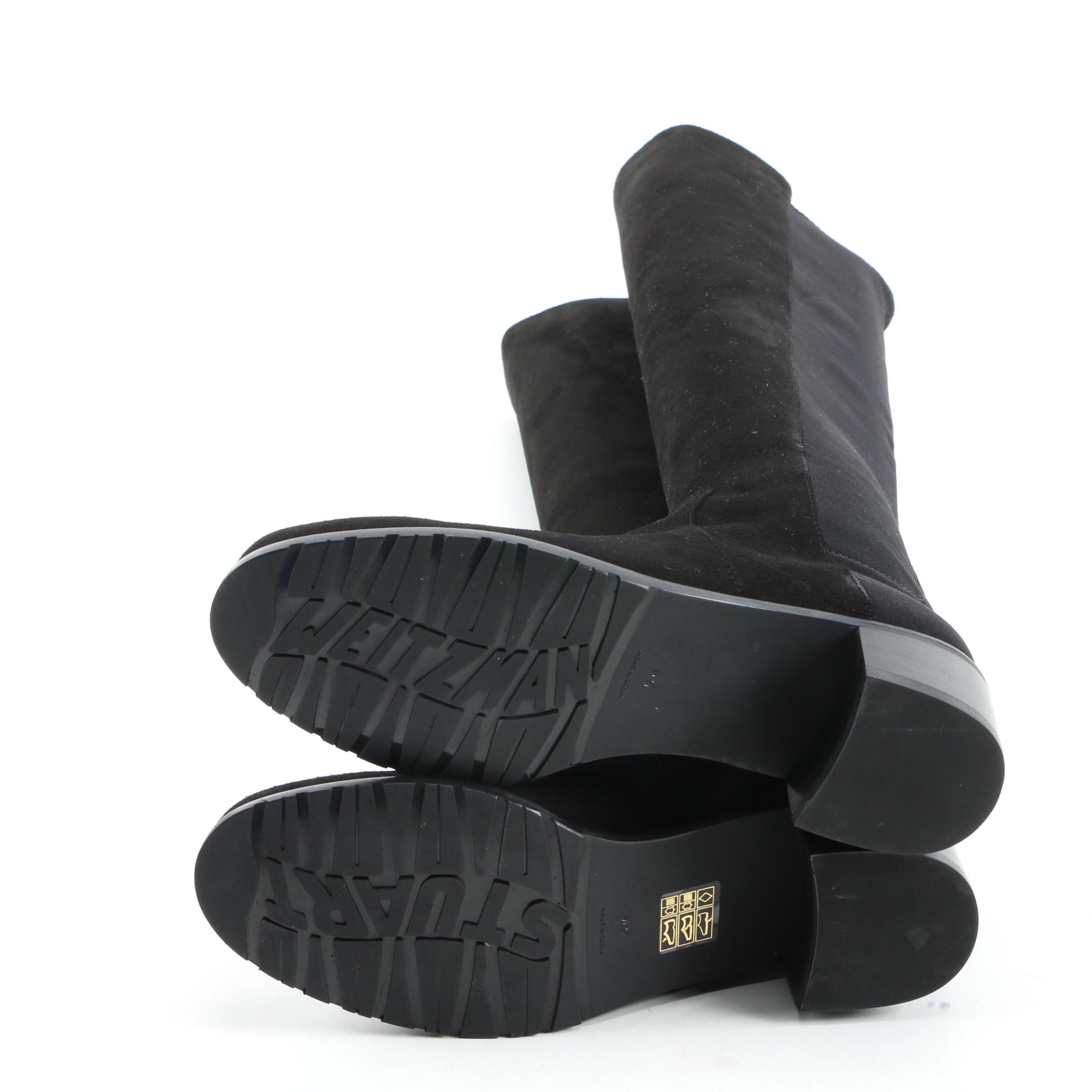 Stuart Weitzman Reserve Black Suede Knee Boots with Box Signed by Susan Lucci