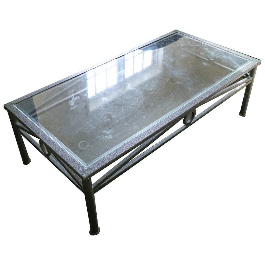 Metal and Glass Top Coffee Table