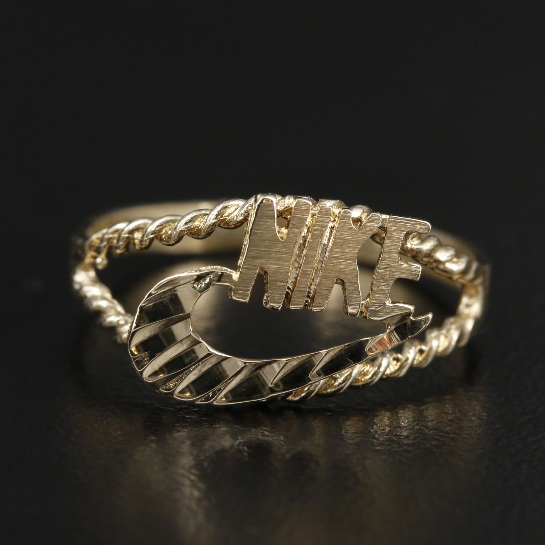 10K Yellow Gold Nike Swoosh Motif Ring