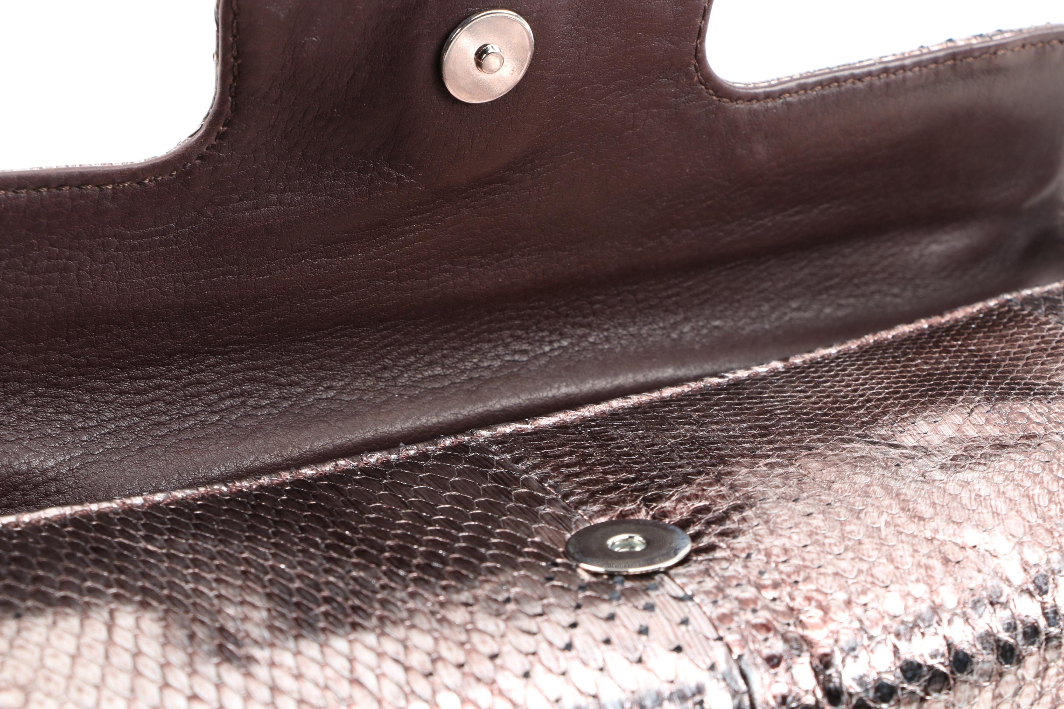 Jimmy Choo Metallic Snakeskin Baguette with Dust Bag Signed by Susan Lucci