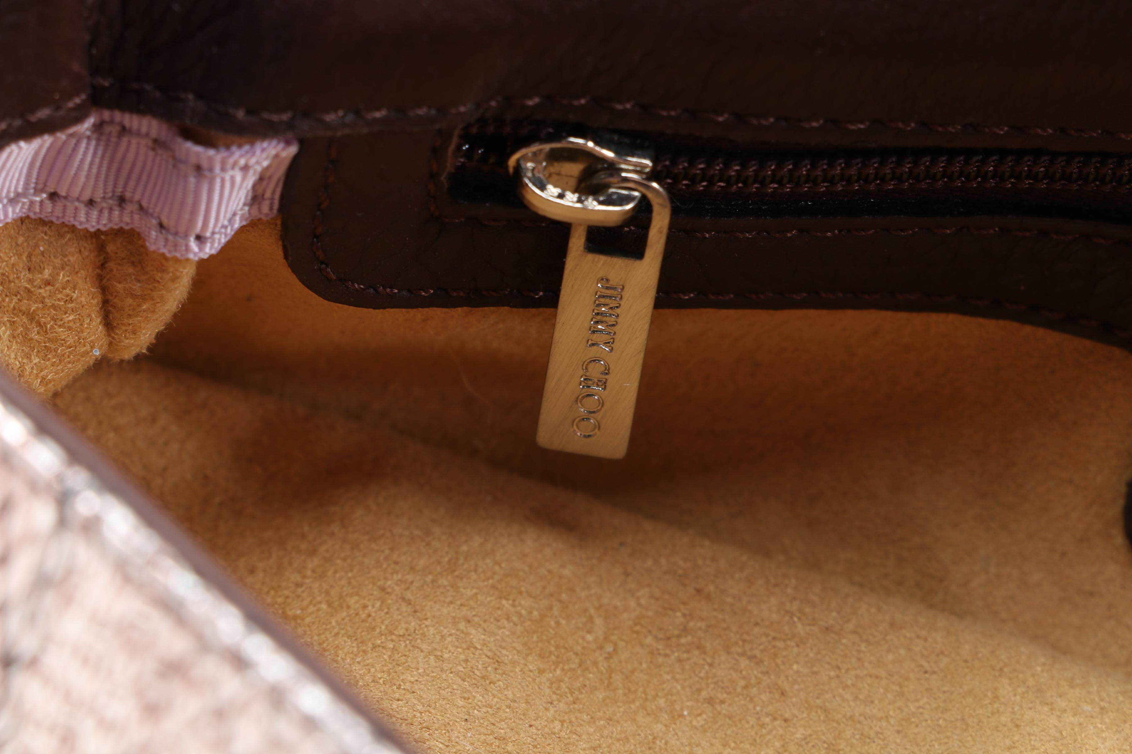 Jimmy Choo Metallic Snakeskin Baguette with Dust Bag Signed by Susan Lucci